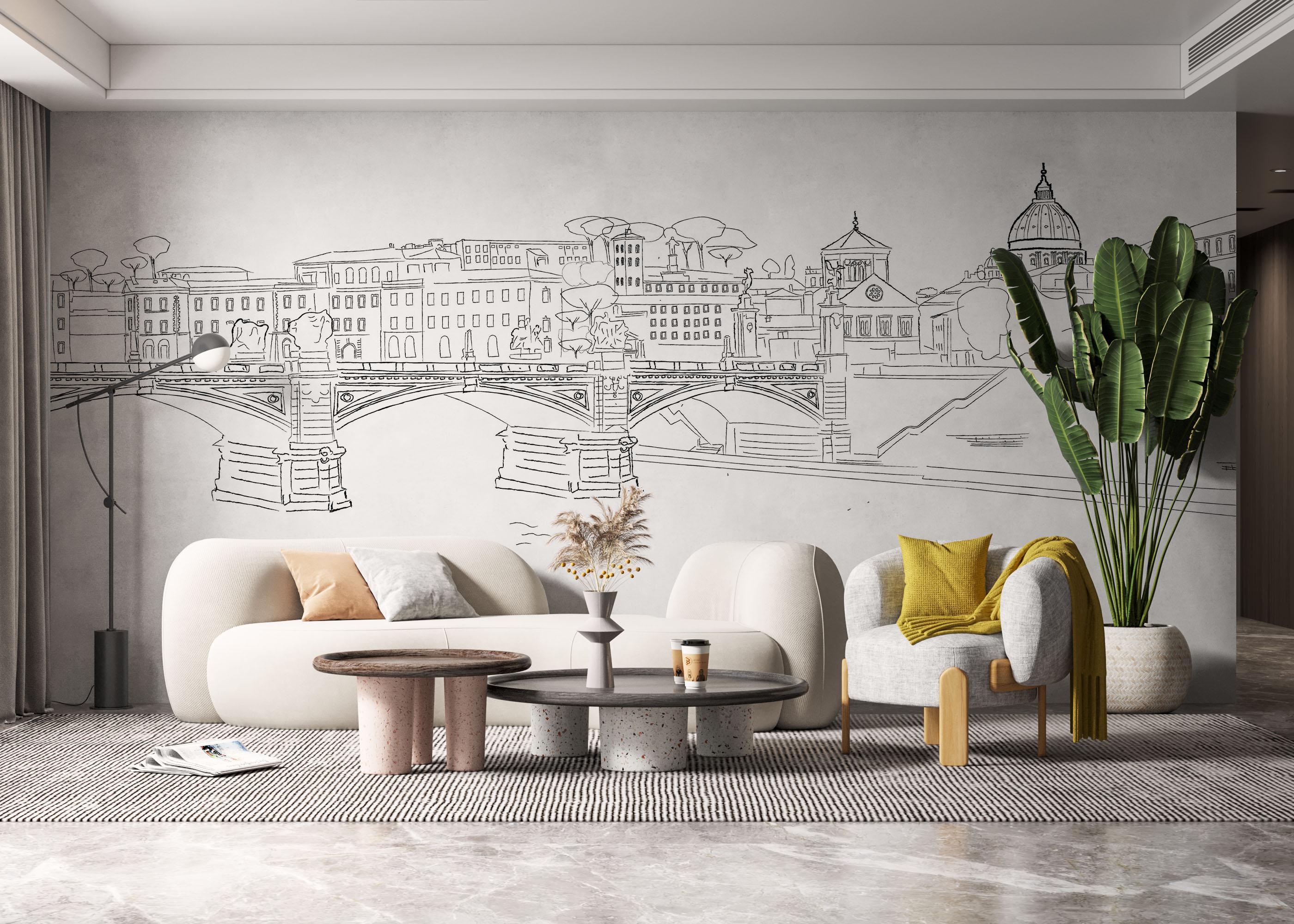 Fototapete Sketch France mockup 6