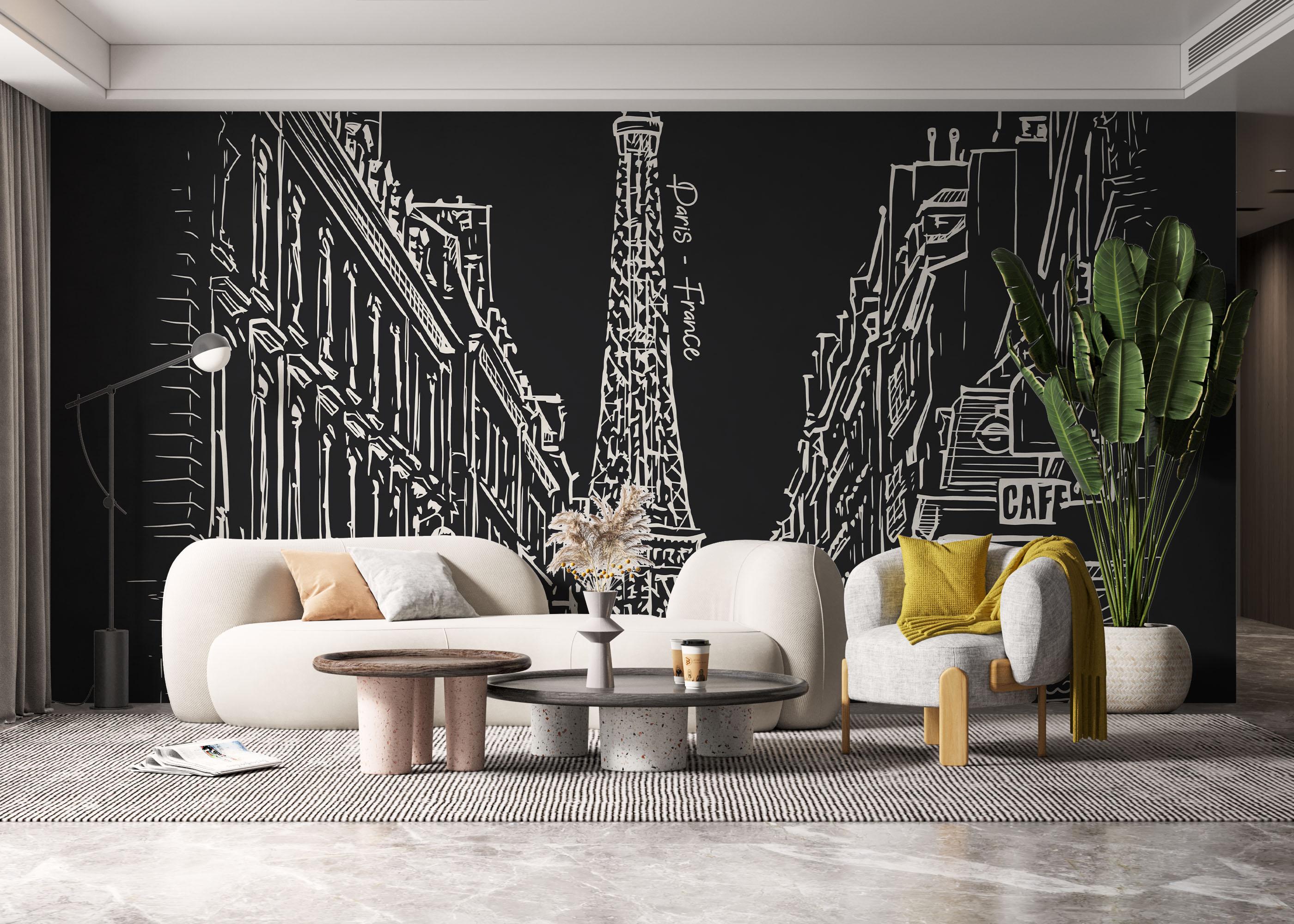 Fototapete White Paris Sketch mockup 6