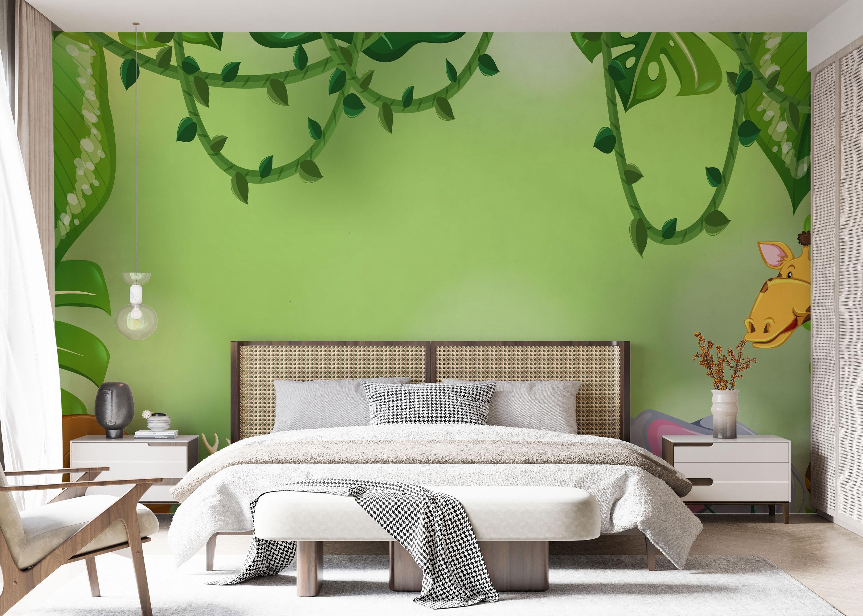 Fototapete Cartoon Green Wall mockup 7