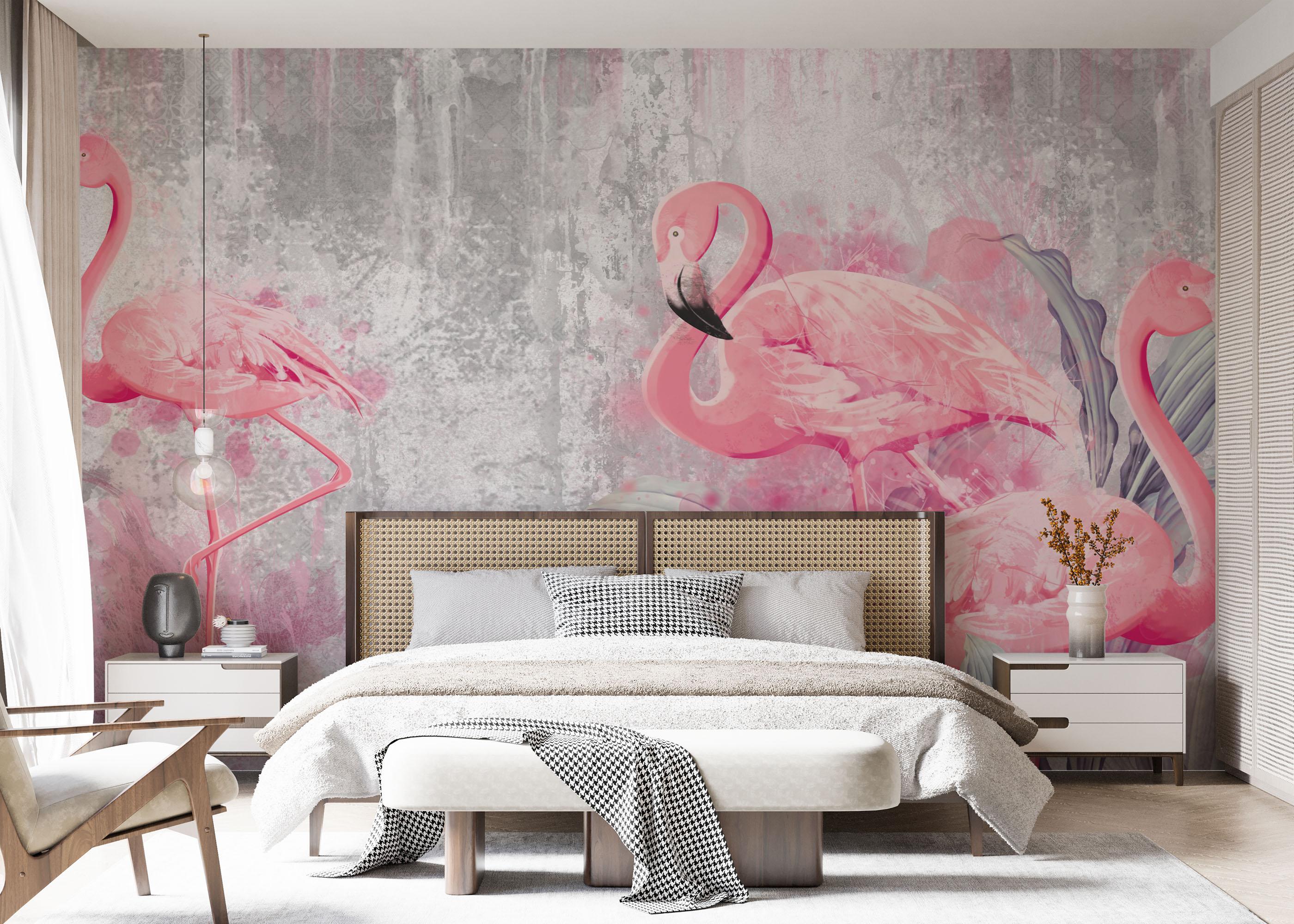 Fototapete Grungy Flamingo mockup 7