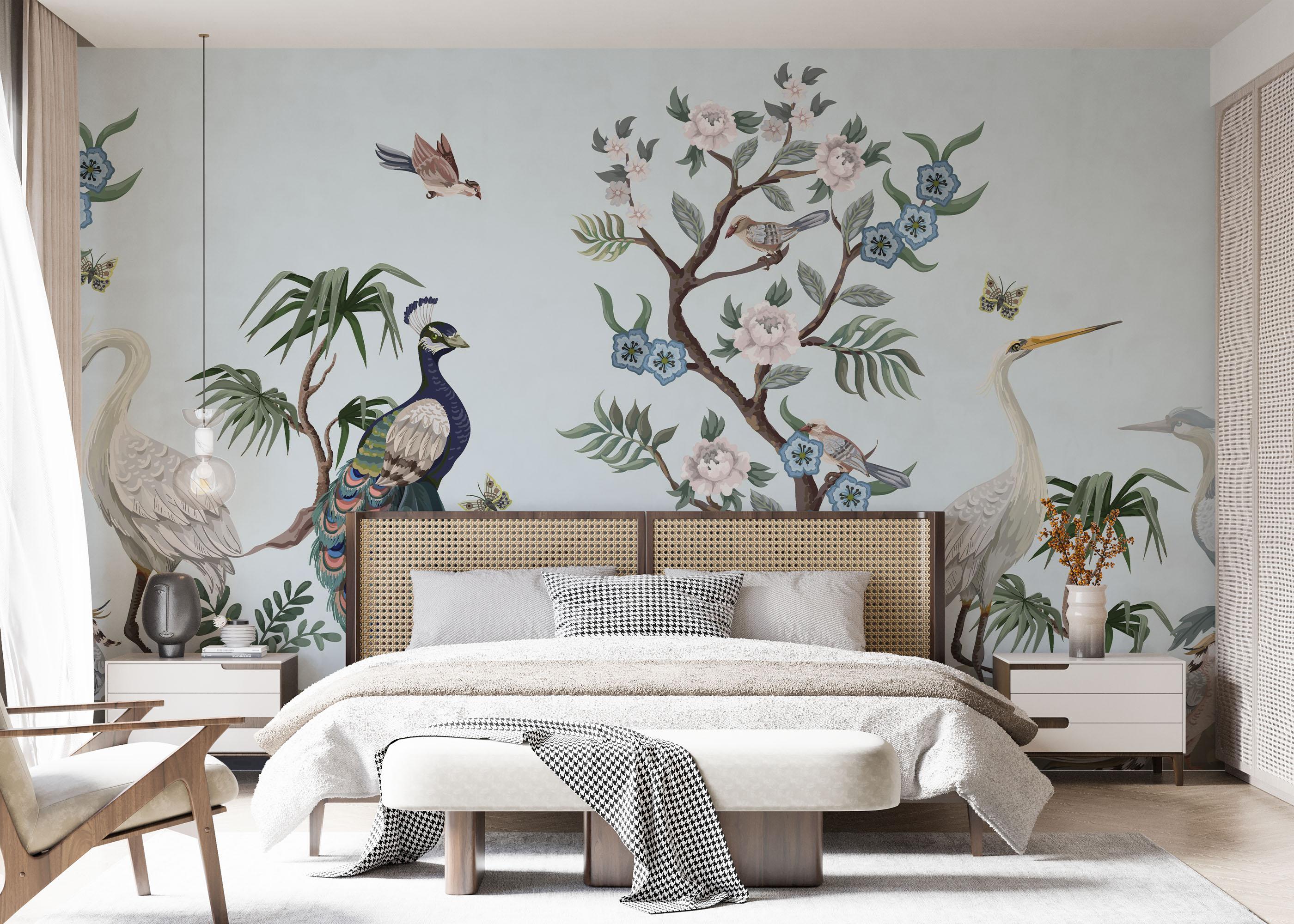 Fototapete Pretty Tree Birds Art mockup 7