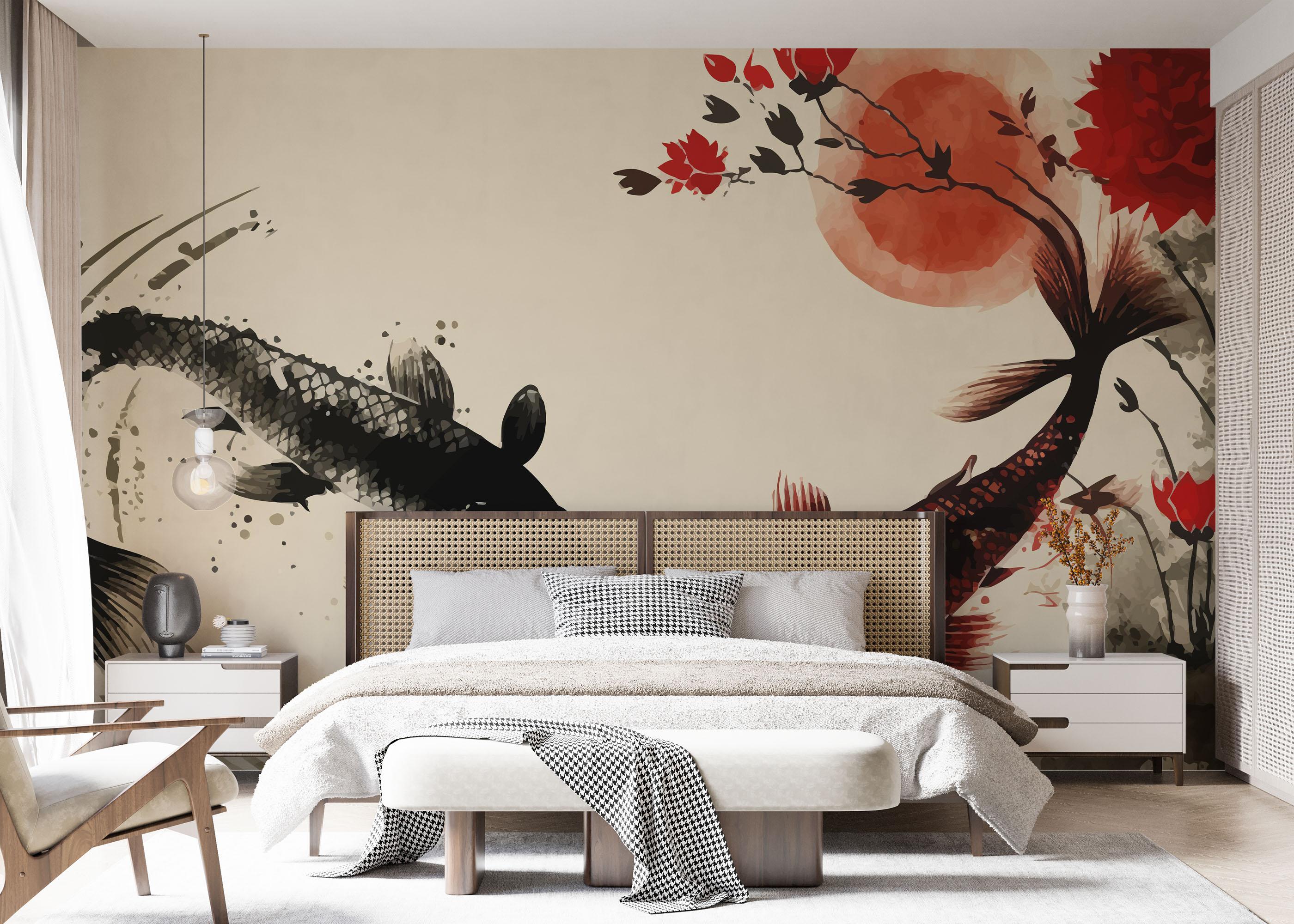 Fototapete Red Black Koi mockup 7