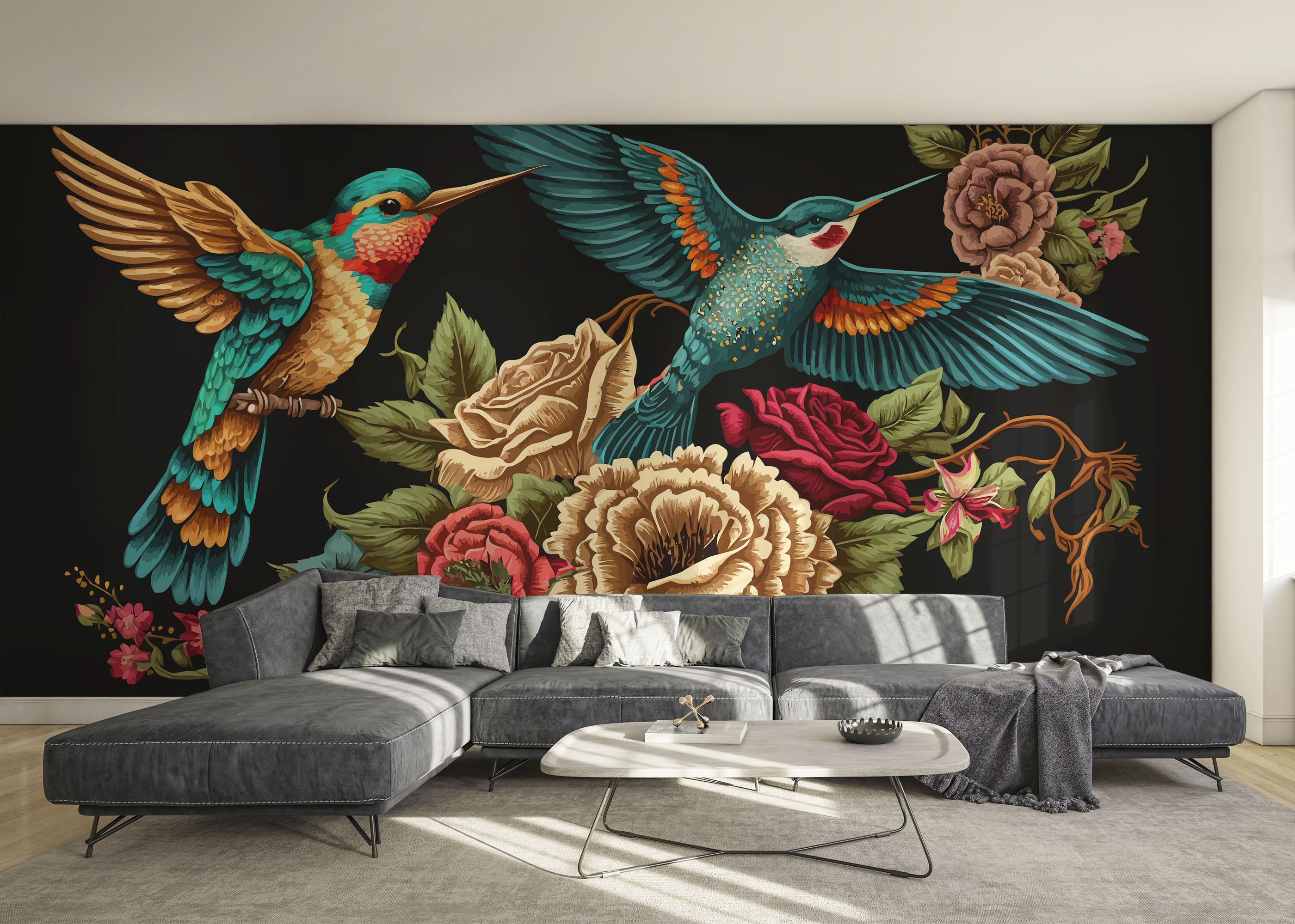 Fototapete Blue Bird Art mockup 0