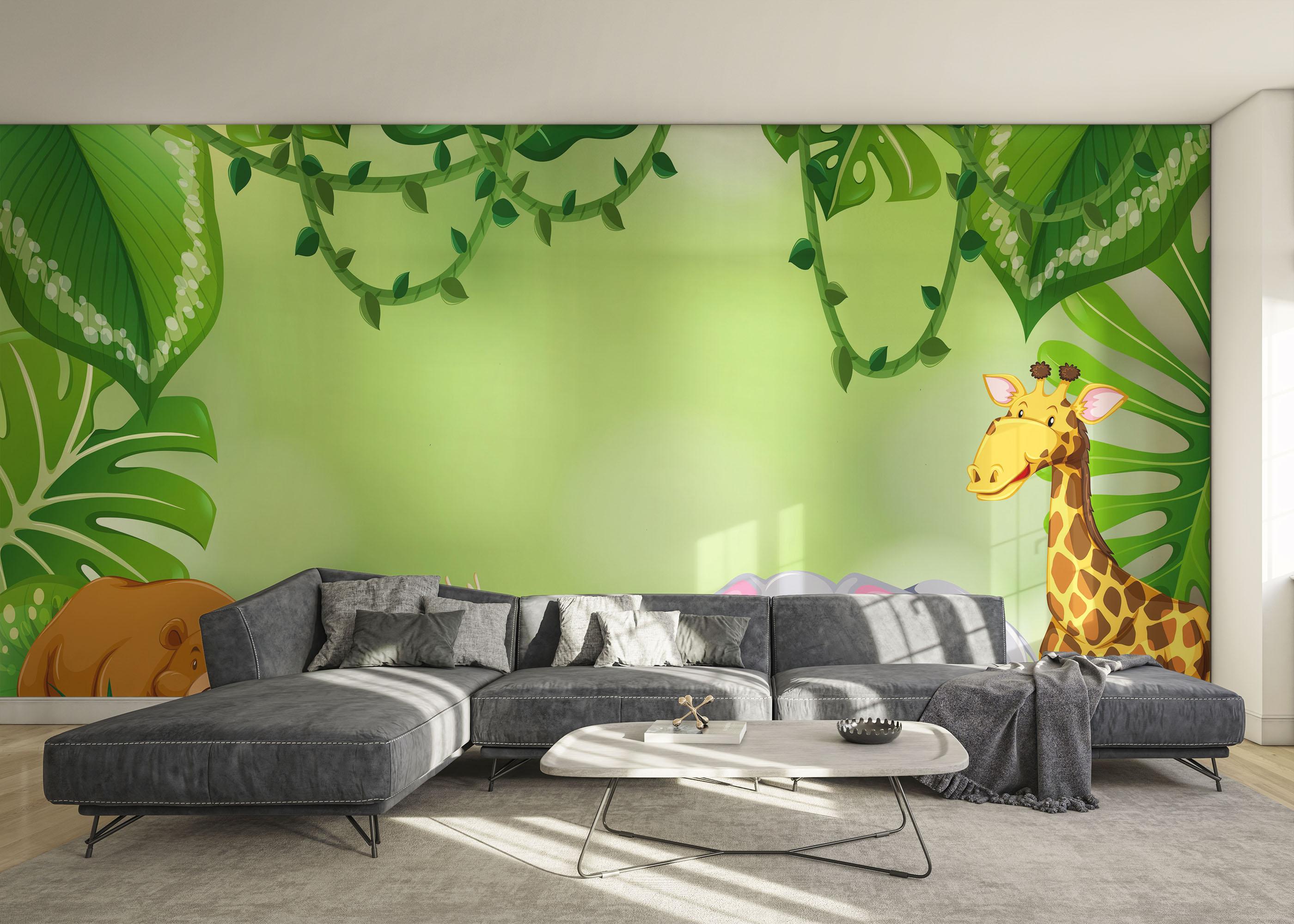 Fototapete Cartoon Green Wall mockup 0