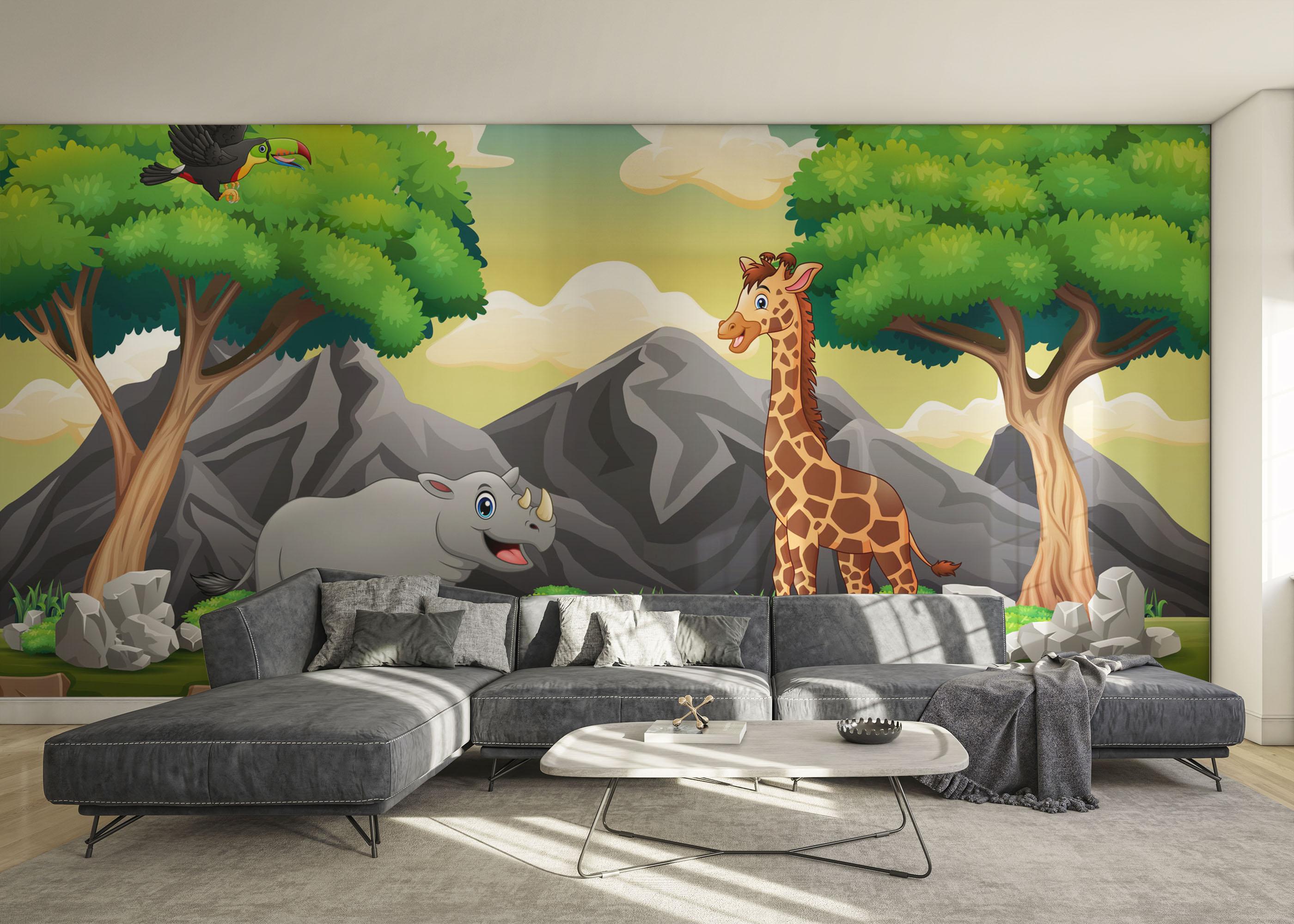 Fototapete Cartoon Zebra mockup 0