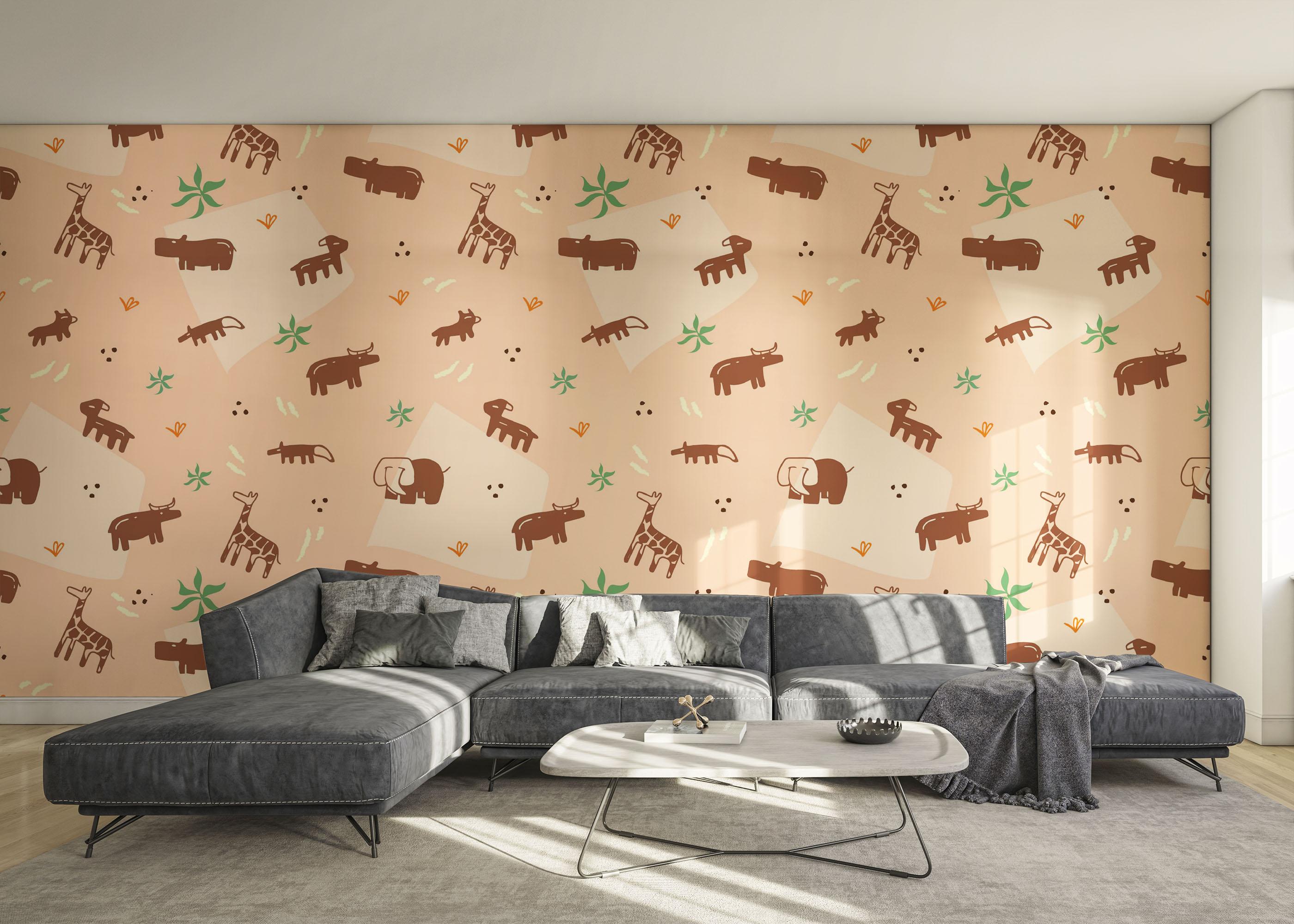 Fototapete Cute Safari Art mockup 0