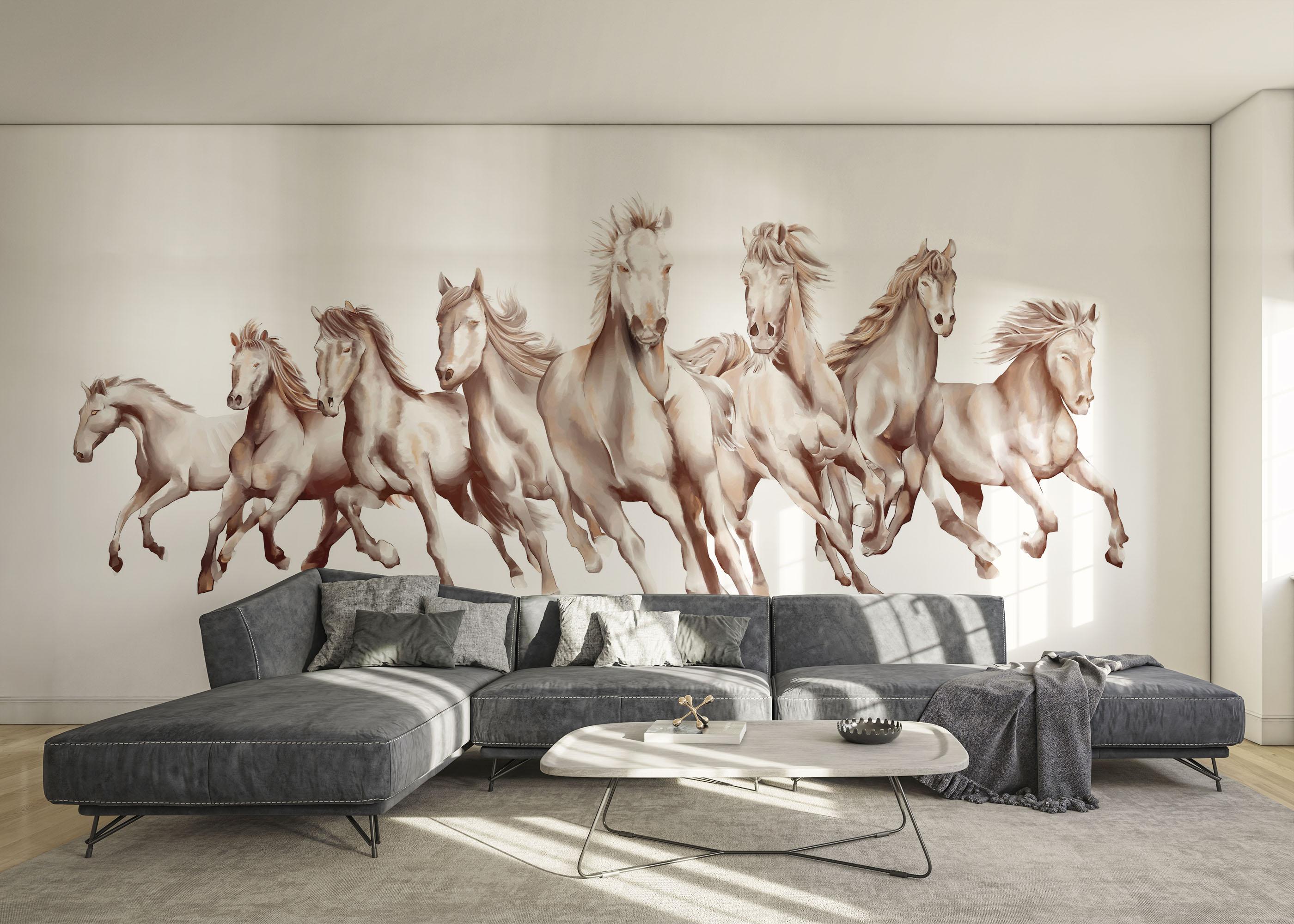 Fototapete White Cream Horse mockup 0