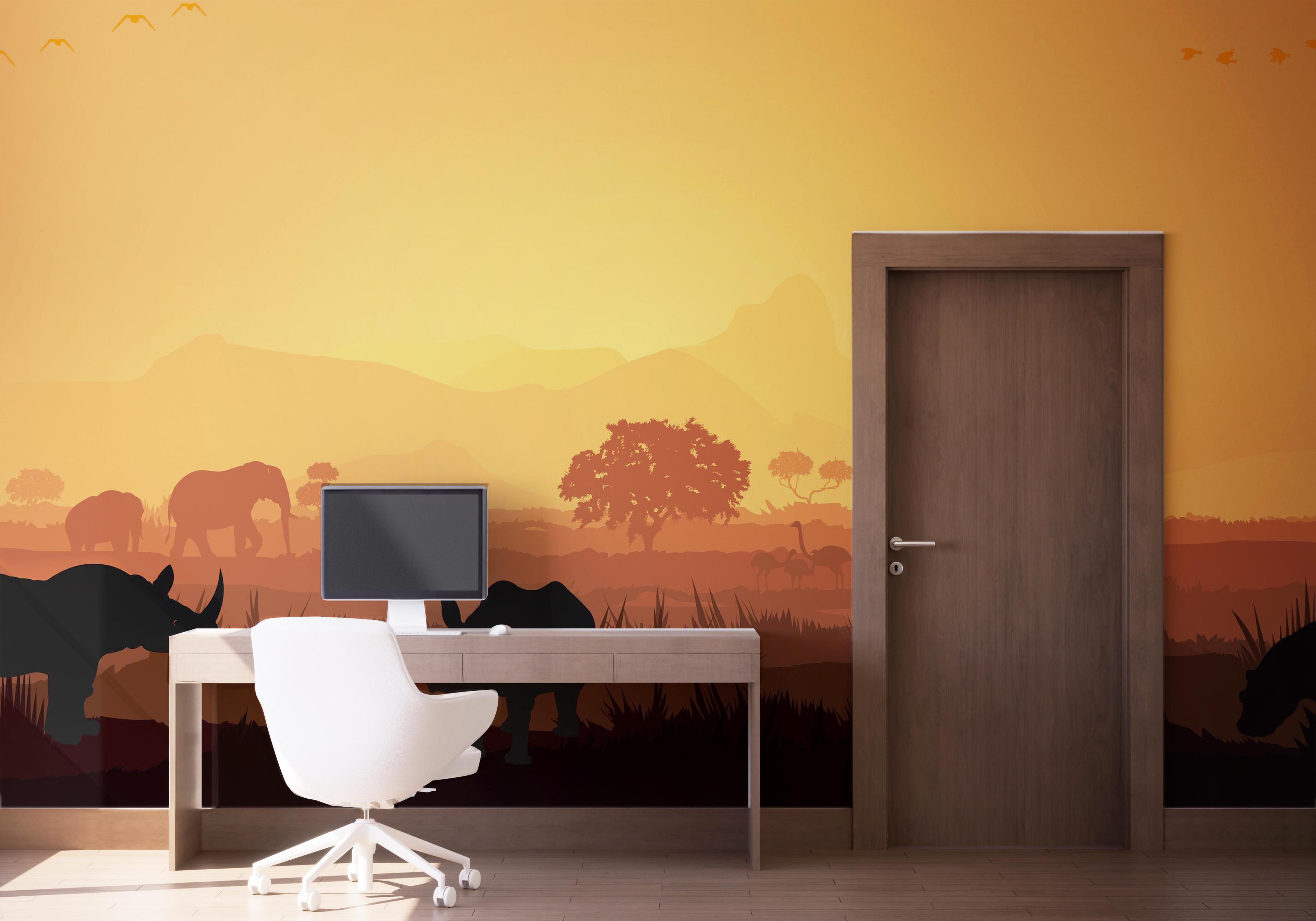 Fototapete Animal Forest Shilouette mockup 1