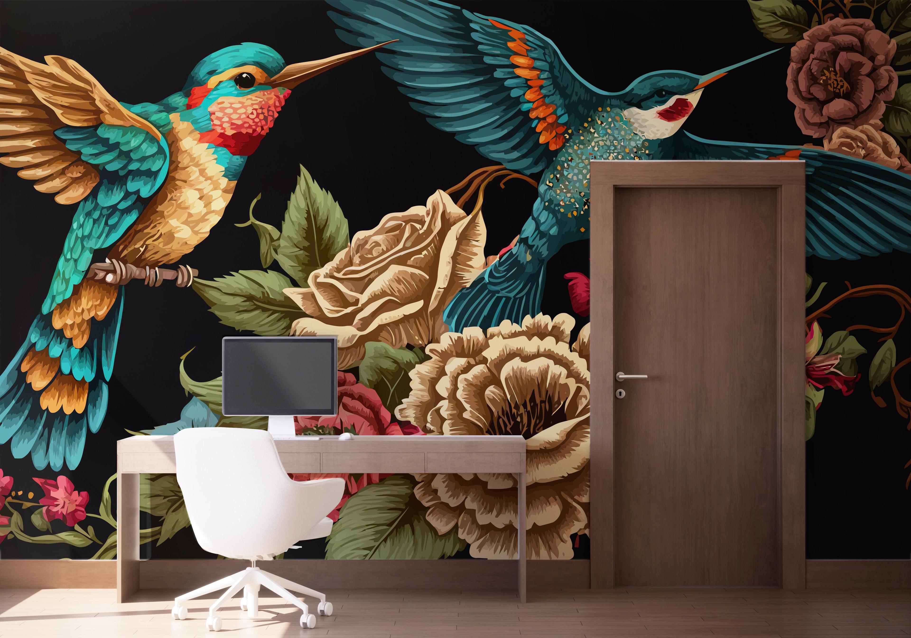Fototapete Blue Bird Art mockup 1