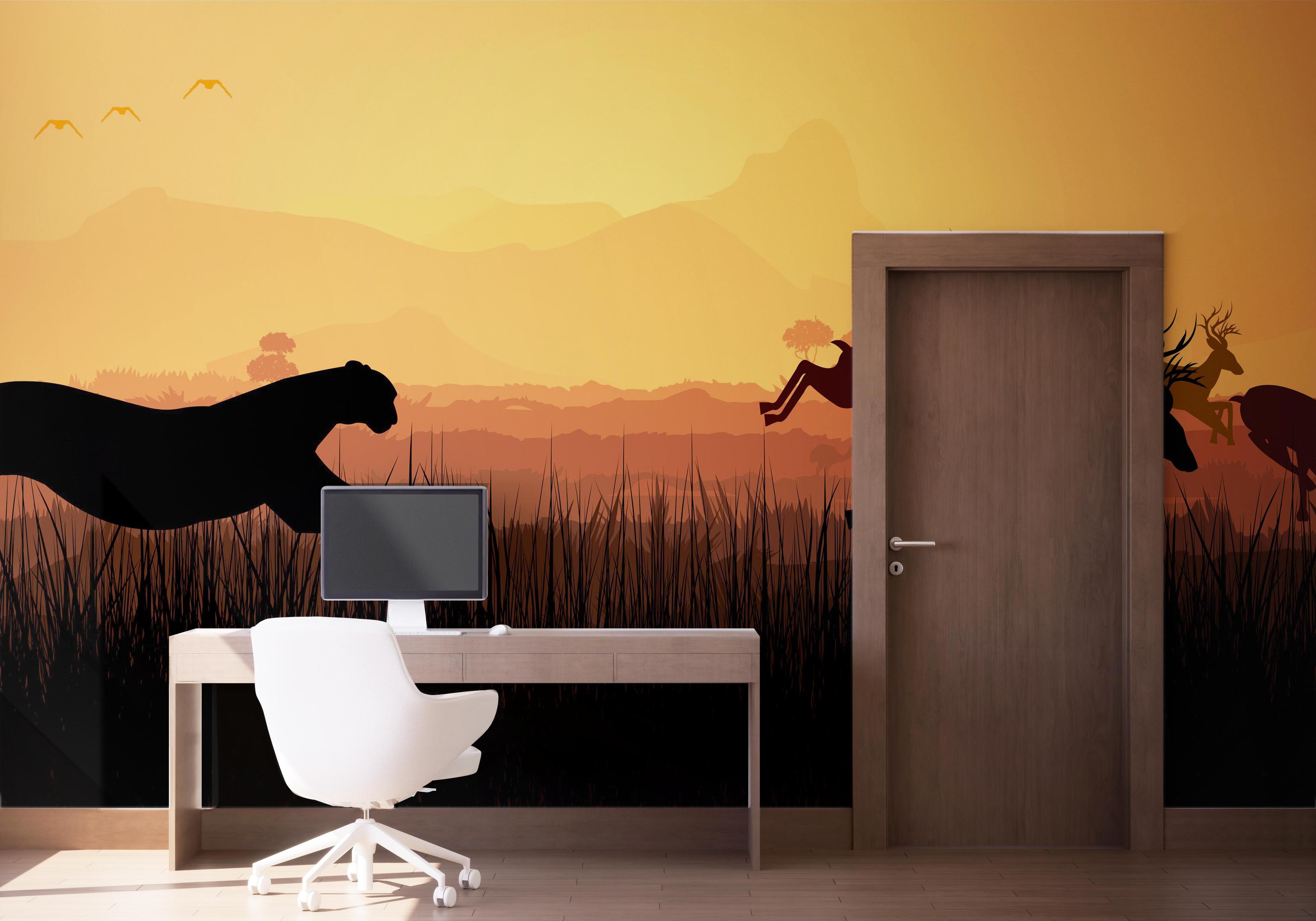 Fototapete Cheetah Hunting mockup 1