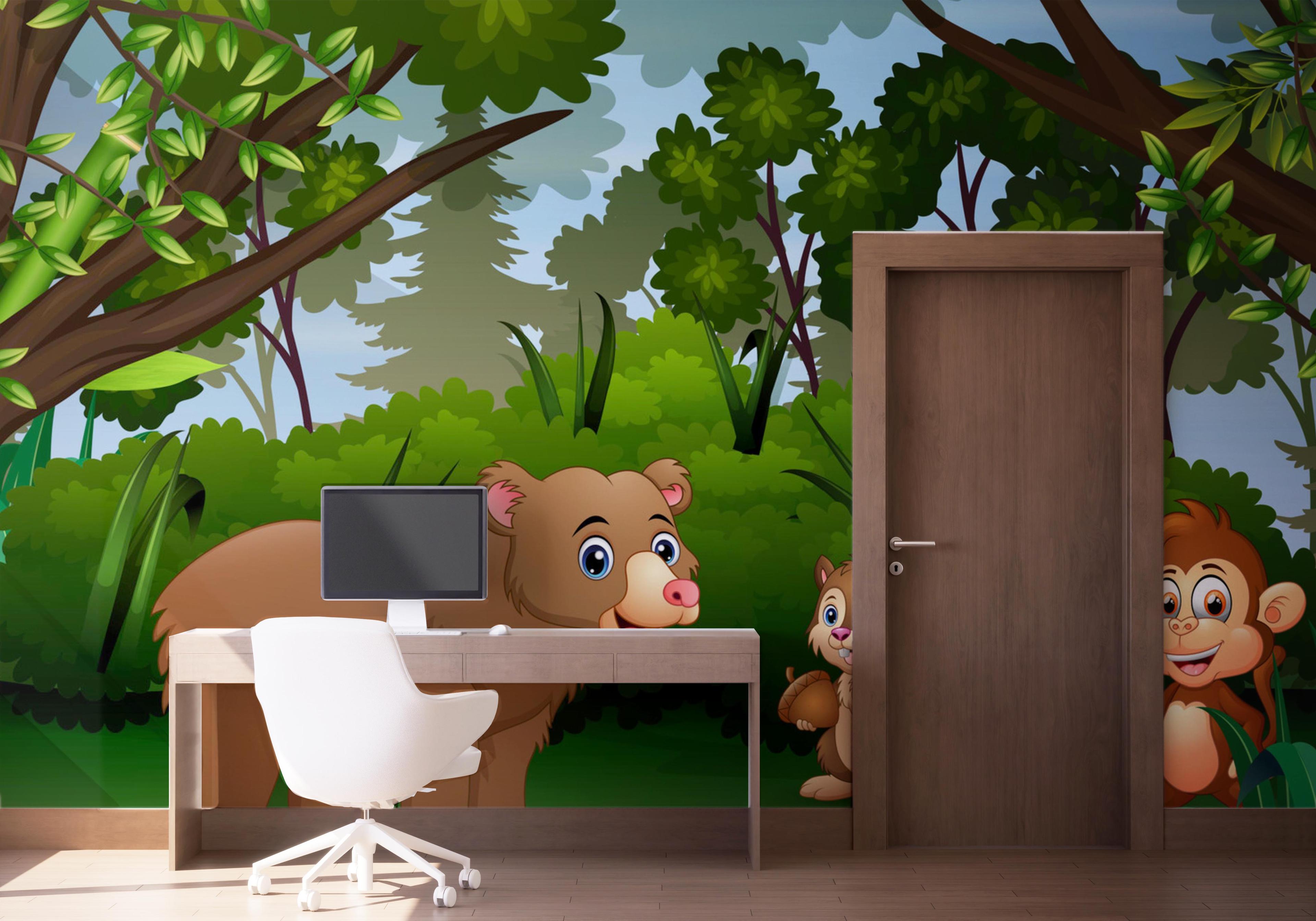 Fototapete Cute Bear Cartoon mockup 1
