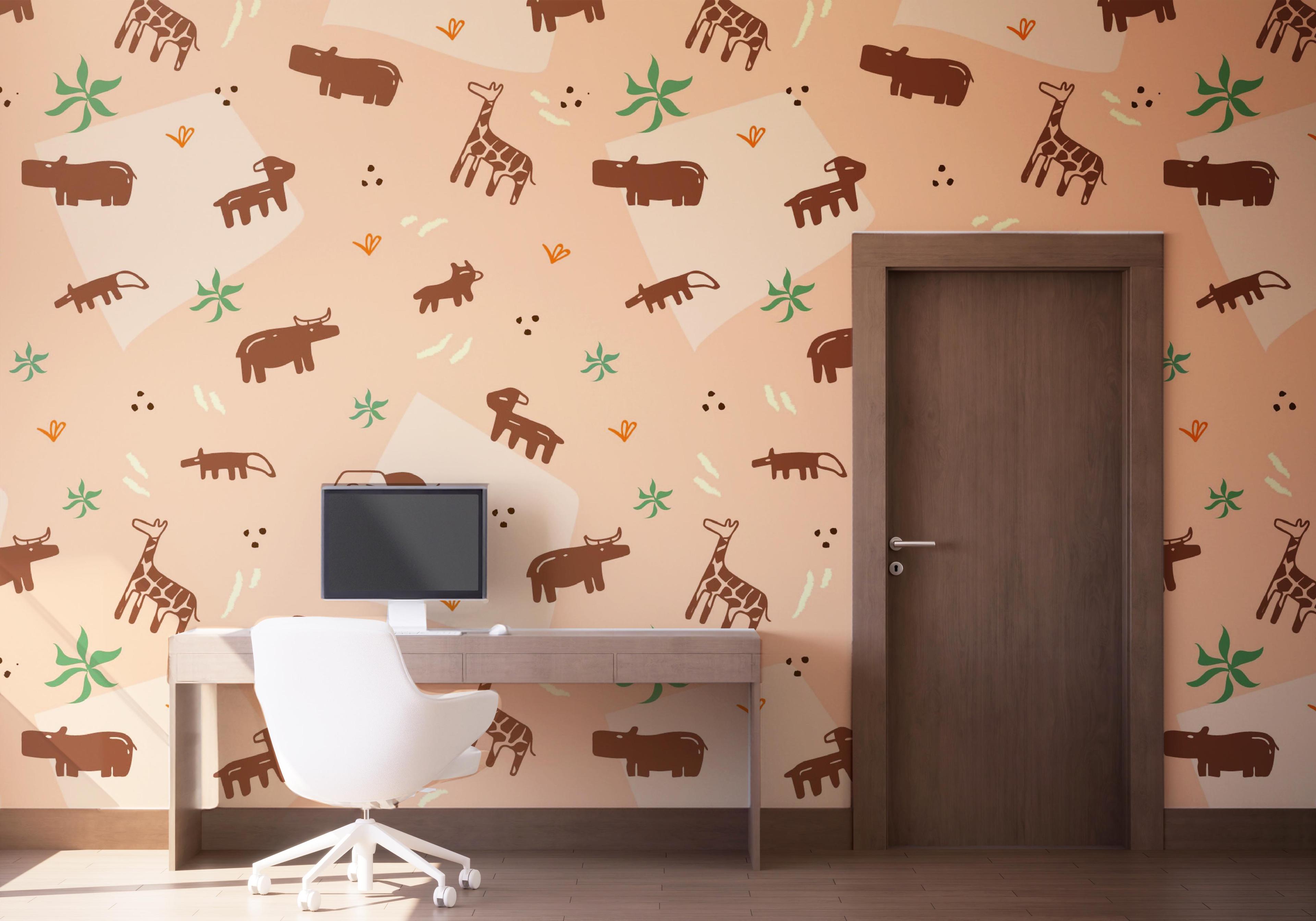 Fototapete Cute Safari Art mockup 1
