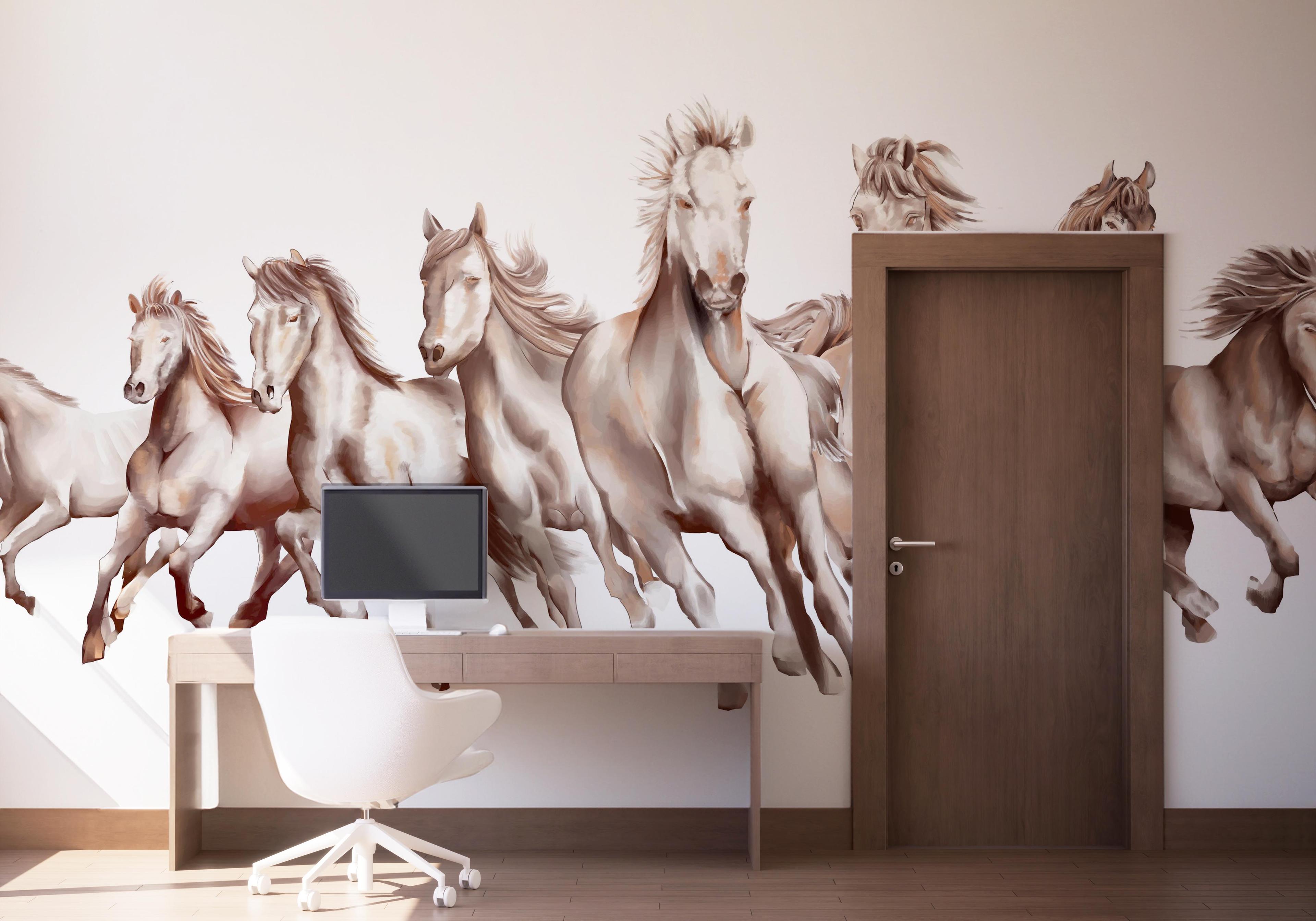 Fototapete White Cream Horse mockup 1