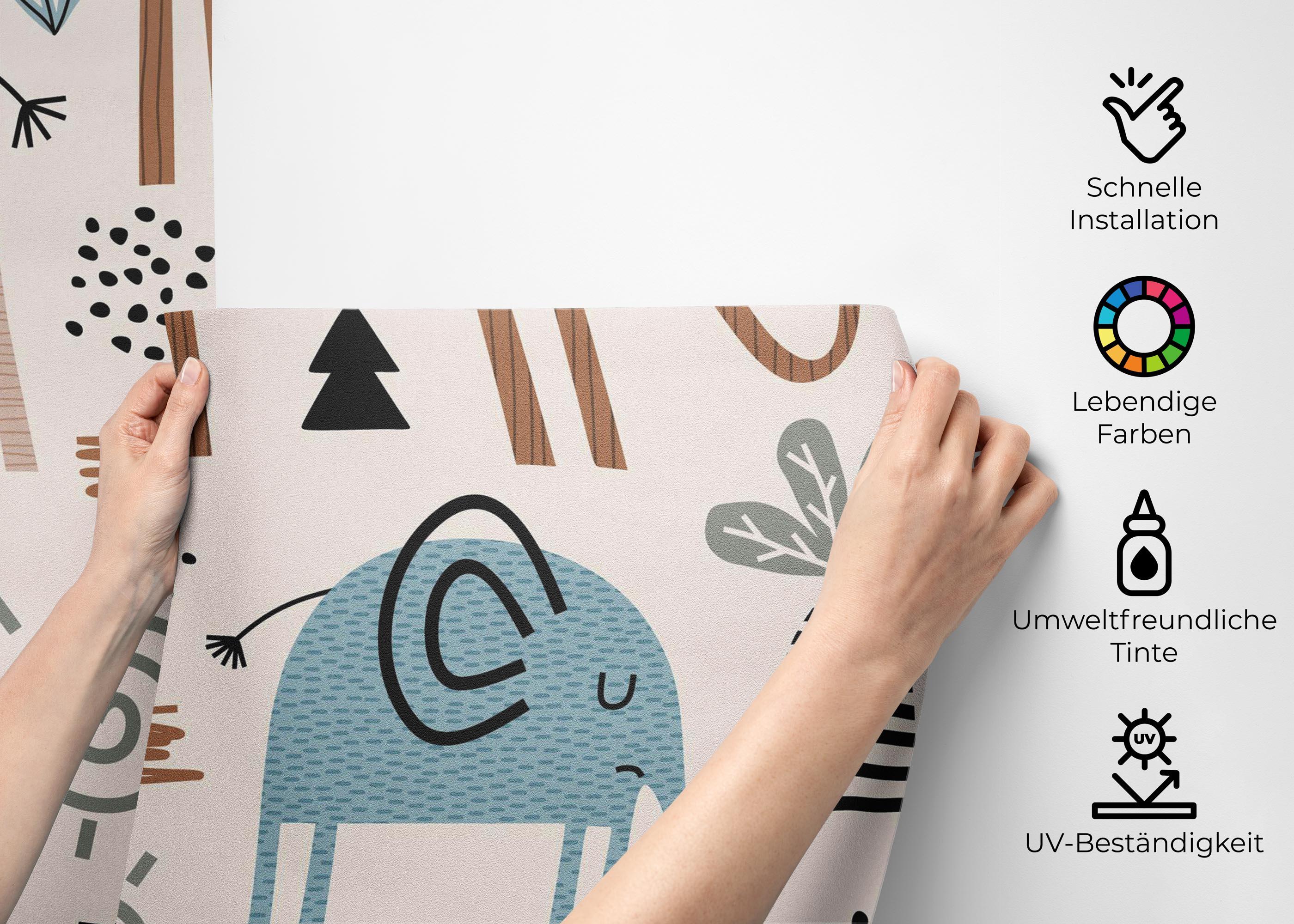 Fototapete Cute Elephant Pattern mockup 2