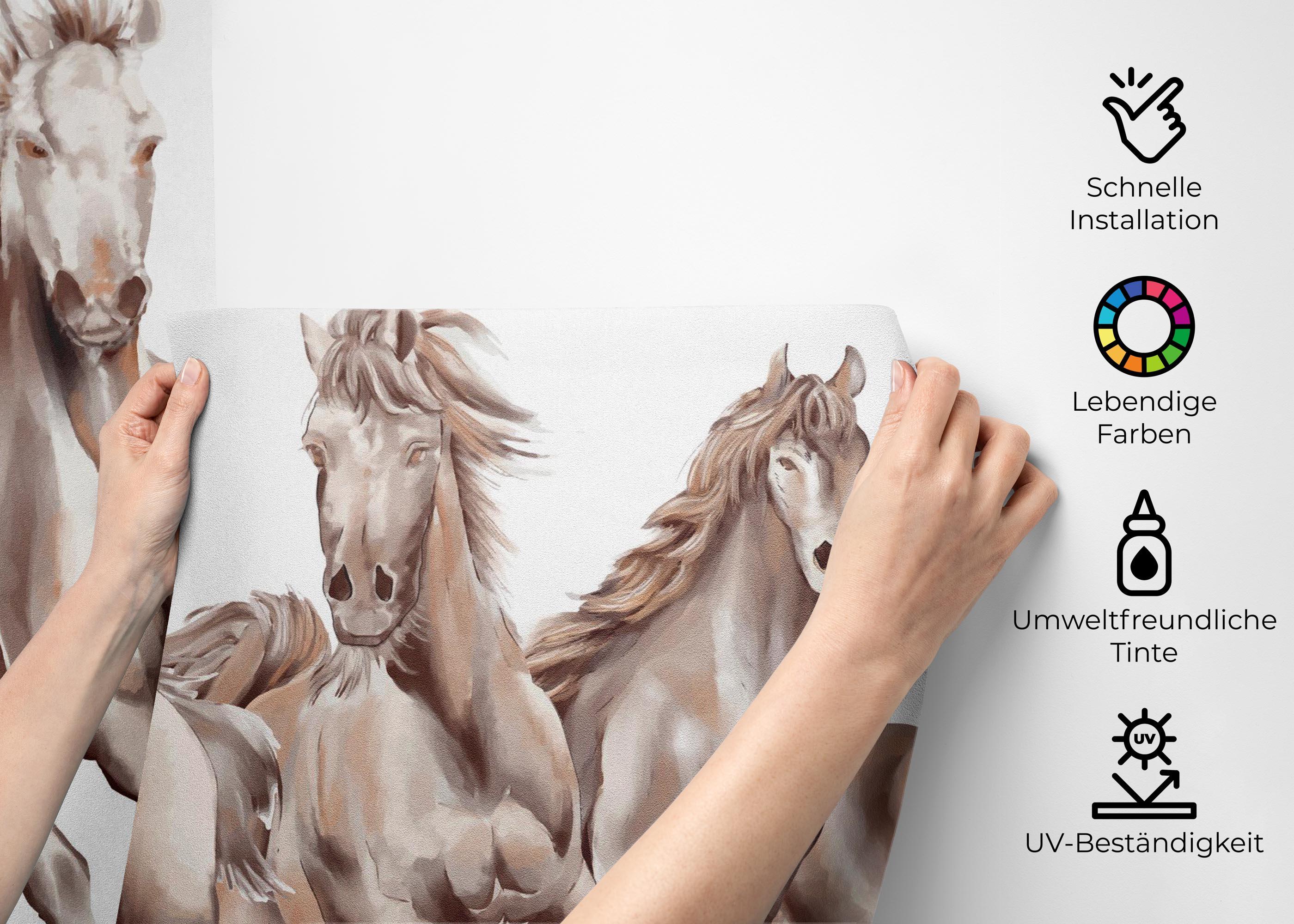 Fototapete White Cream Horse mockup 2