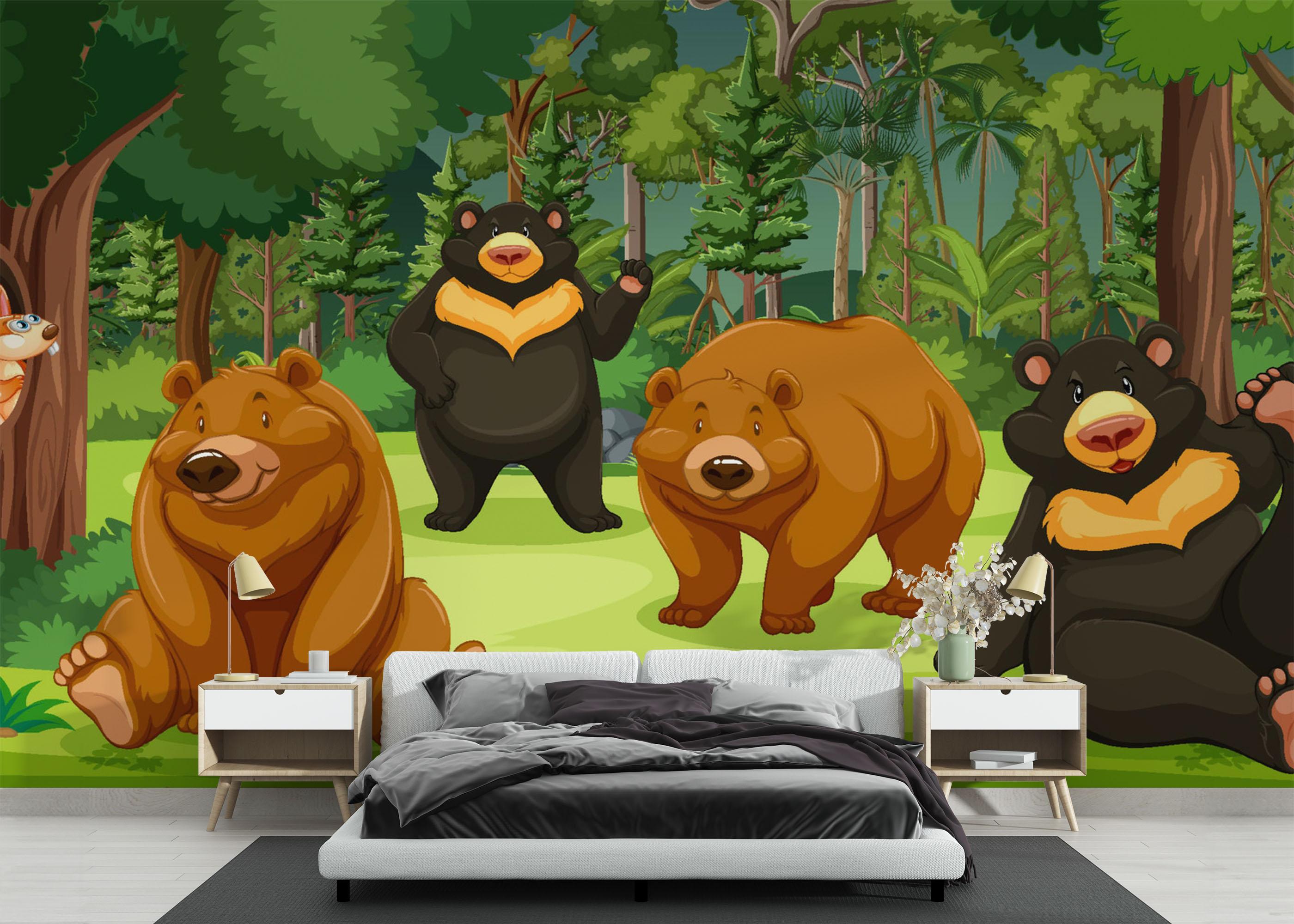 Fototapete Bear Family mockup 3