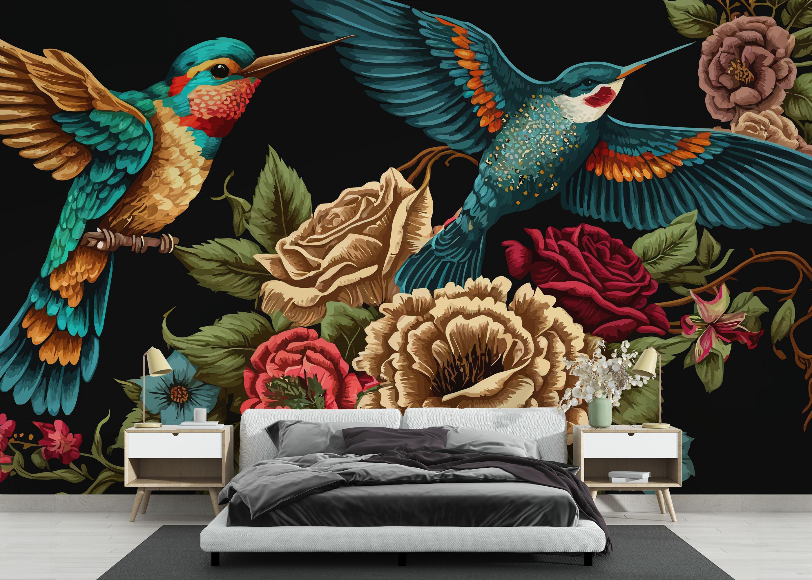 Fototapete Blue Bird Art mockup 3
