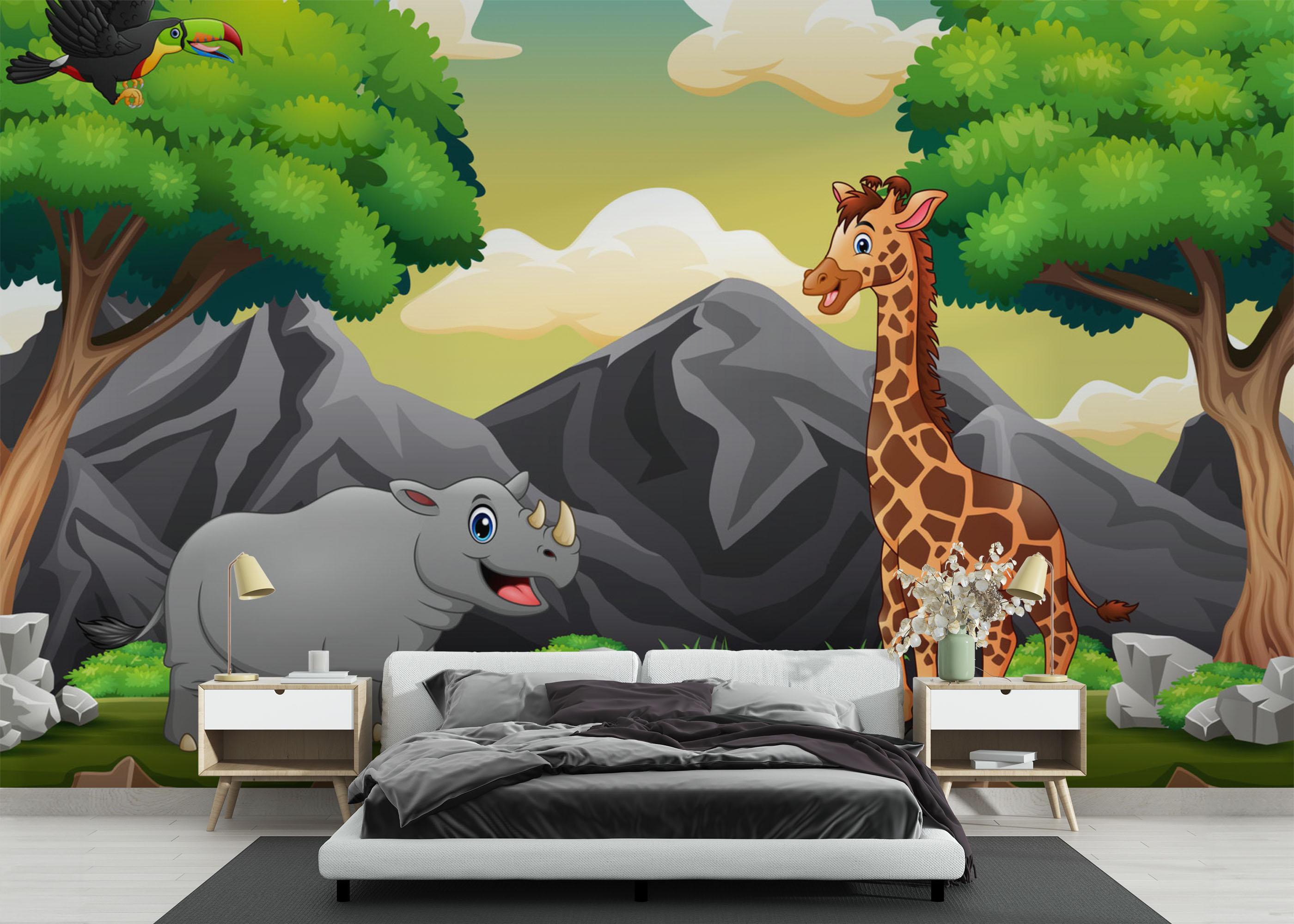 Fototapete Cartoon Zebra mockup 3