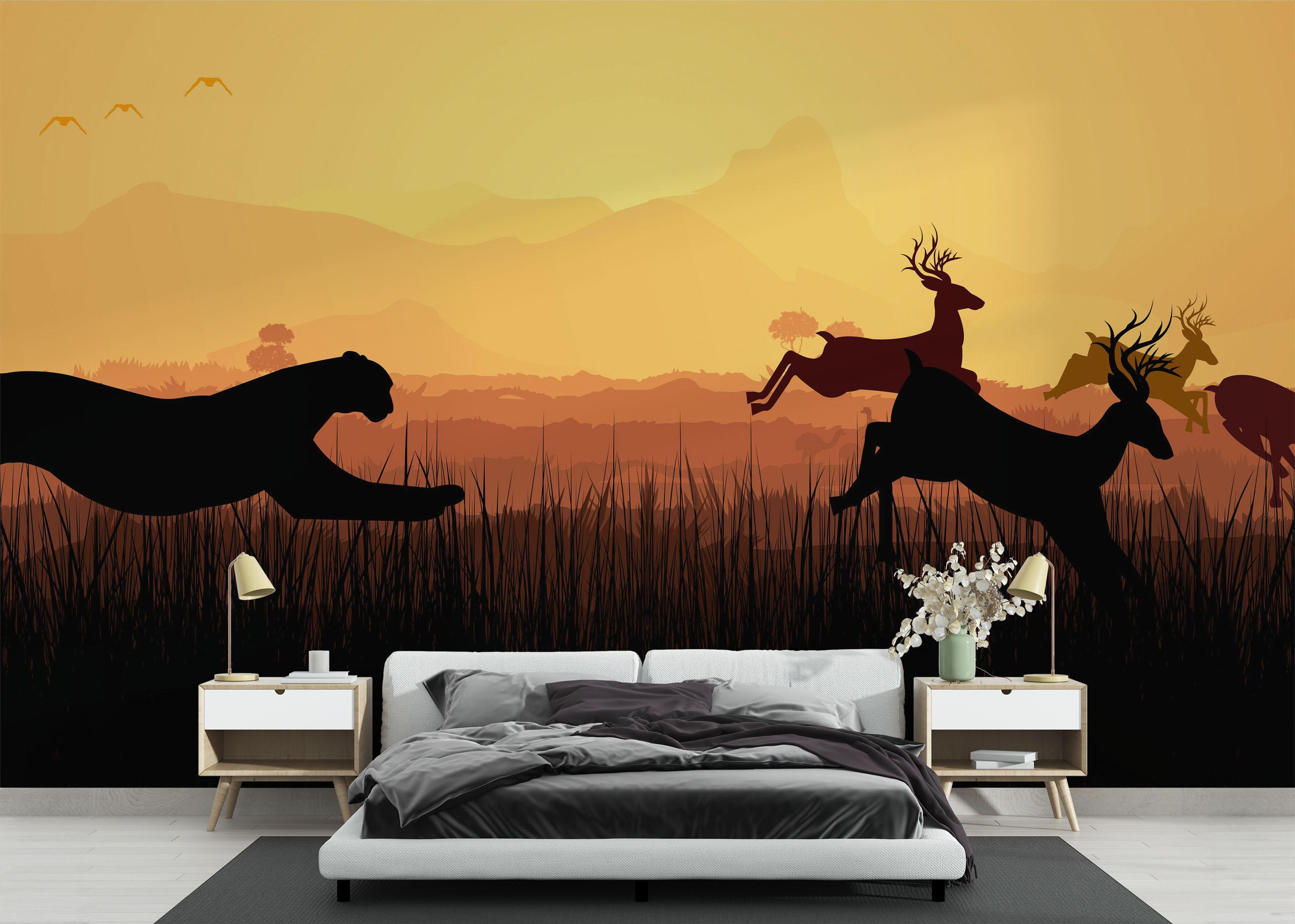 Fototapete Cheetah Hunting mockup 3