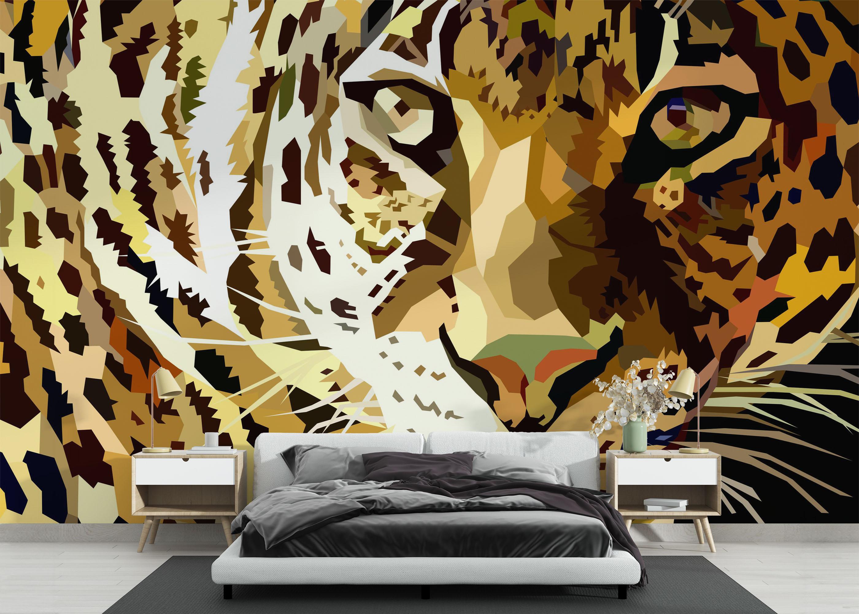 Fototapete Colorful Ceetah Head mockup 3