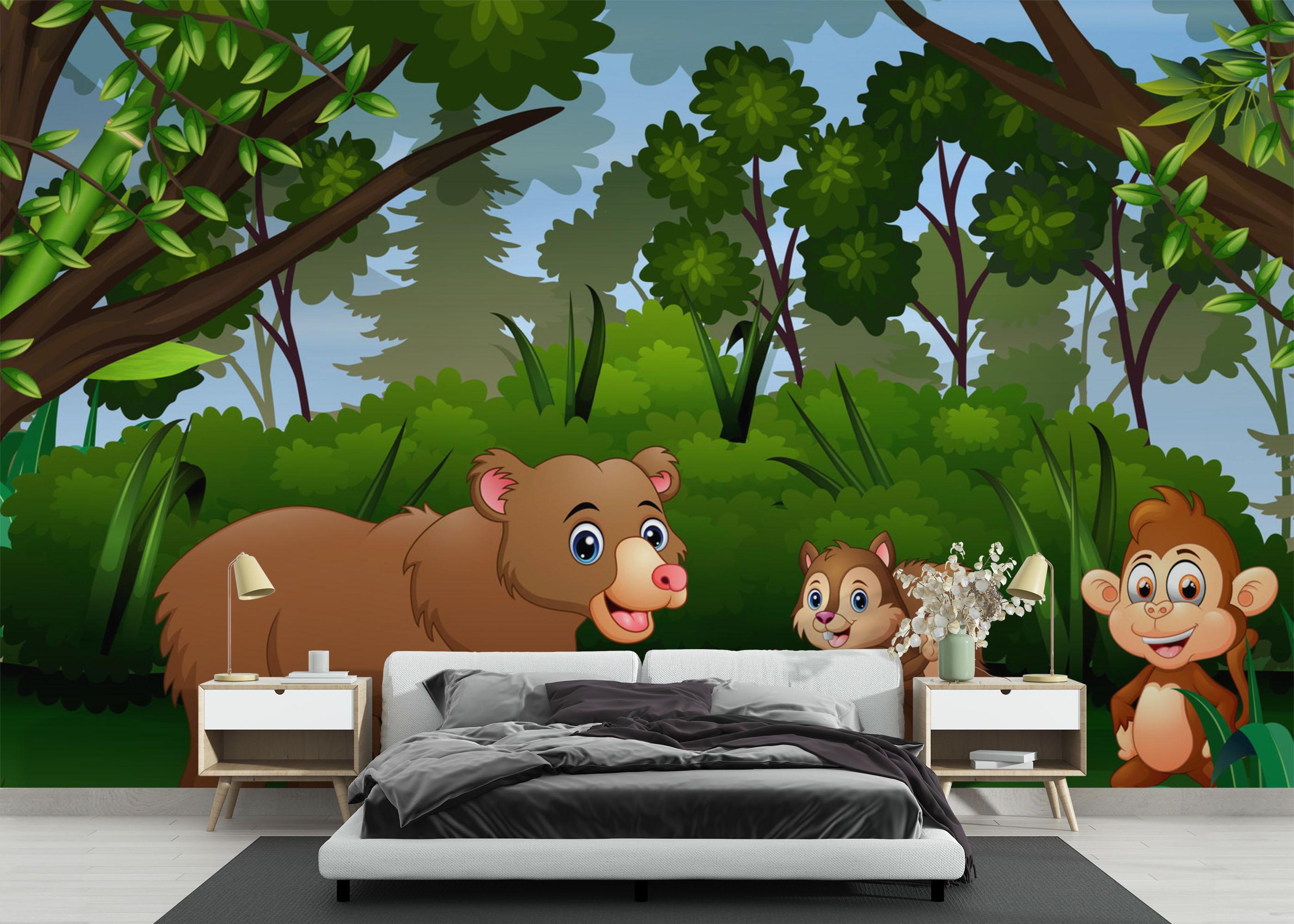 Fototapete Cute Bear Cartoon mockup 3