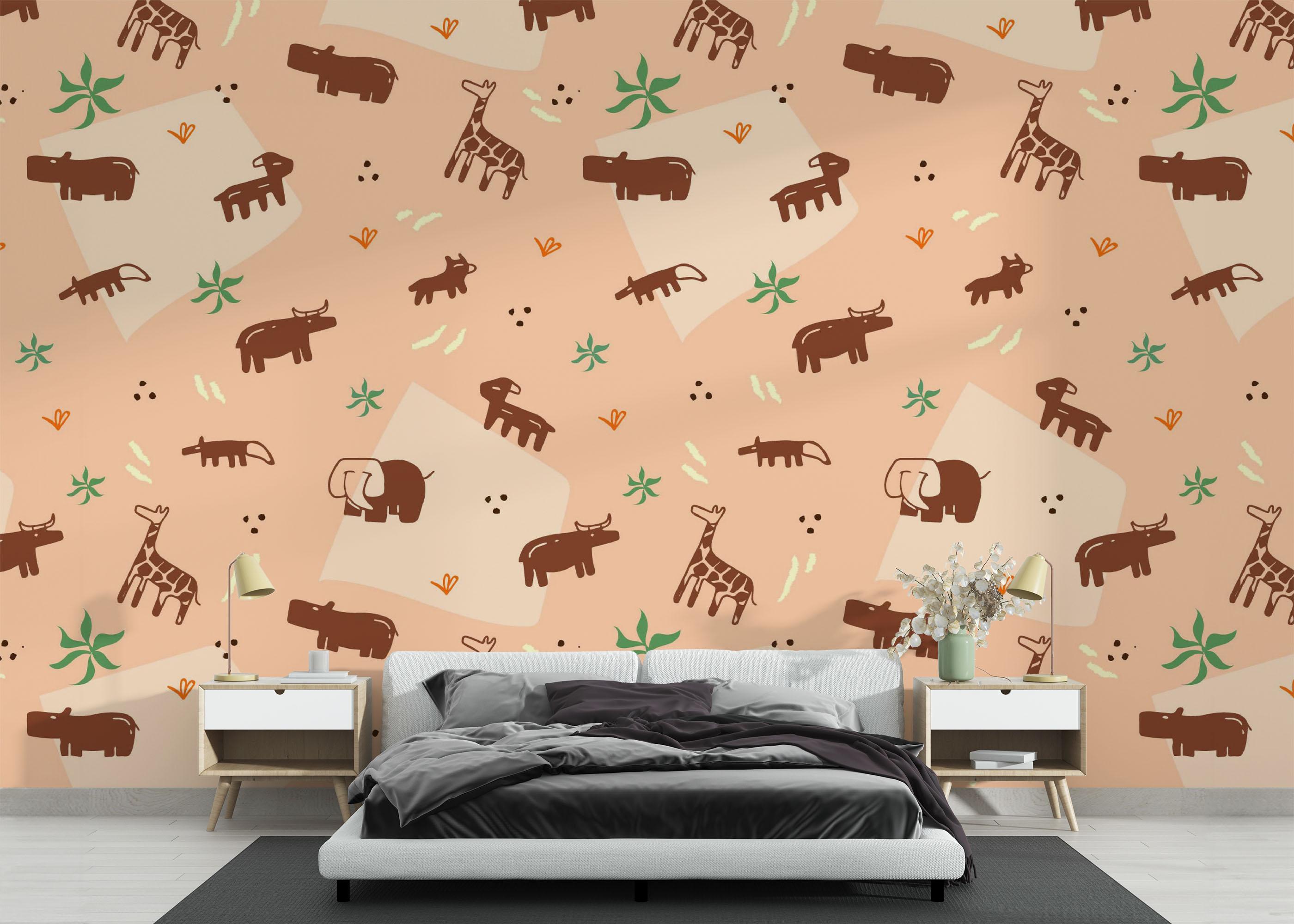 Fototapete Cute Safari Art mockup 3