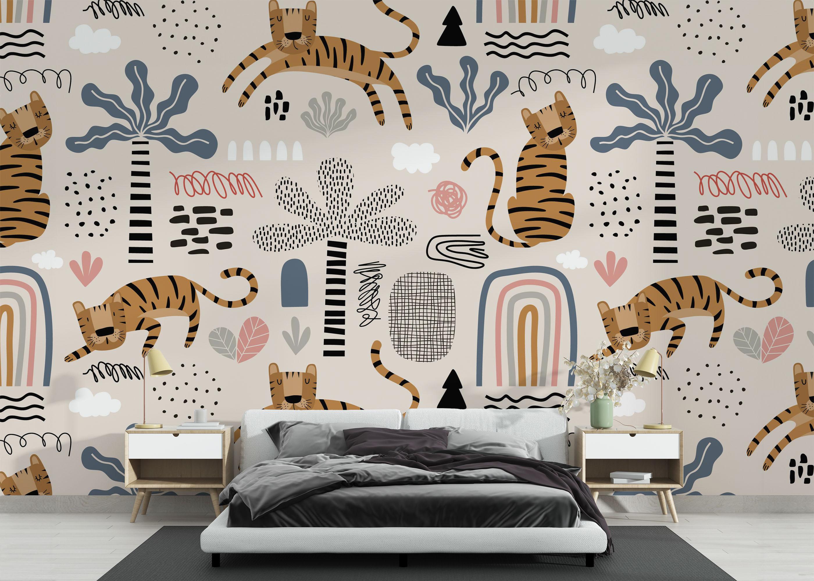 Fototapete Cute Tiger Art mockup 3