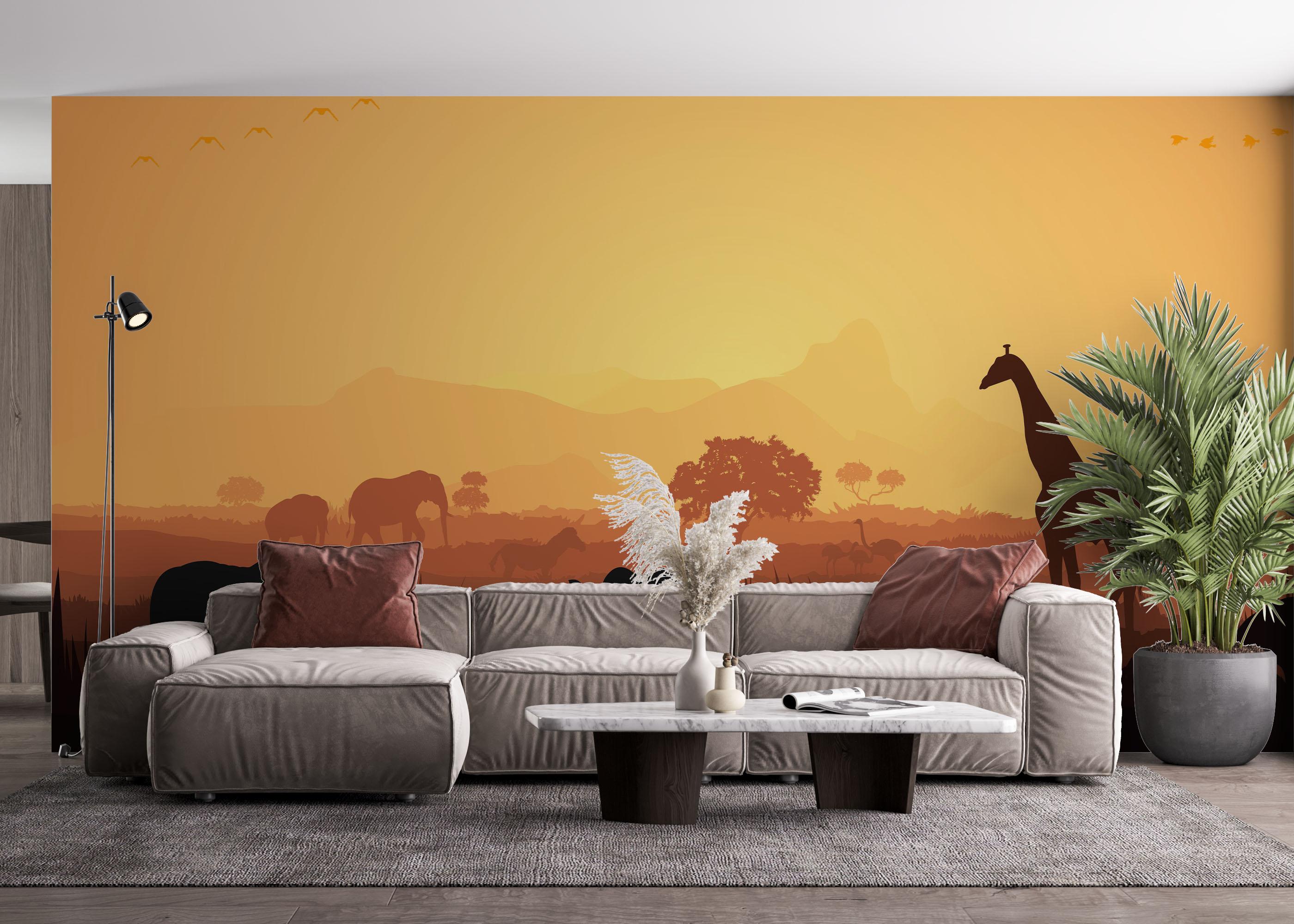 Fototapete Animal Forest Shilouette mockup 4