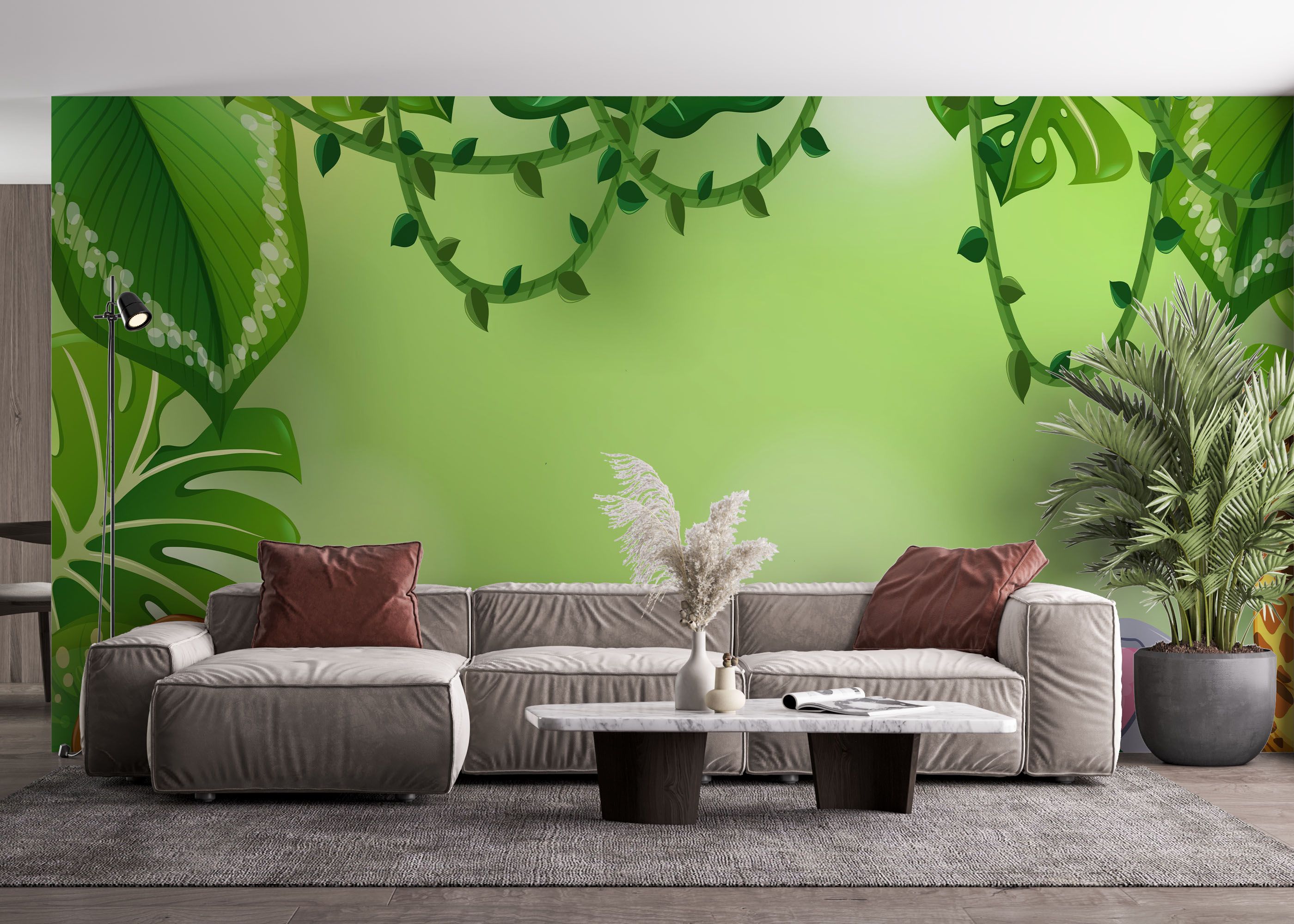 Cartoon Green Wall mockup 4
