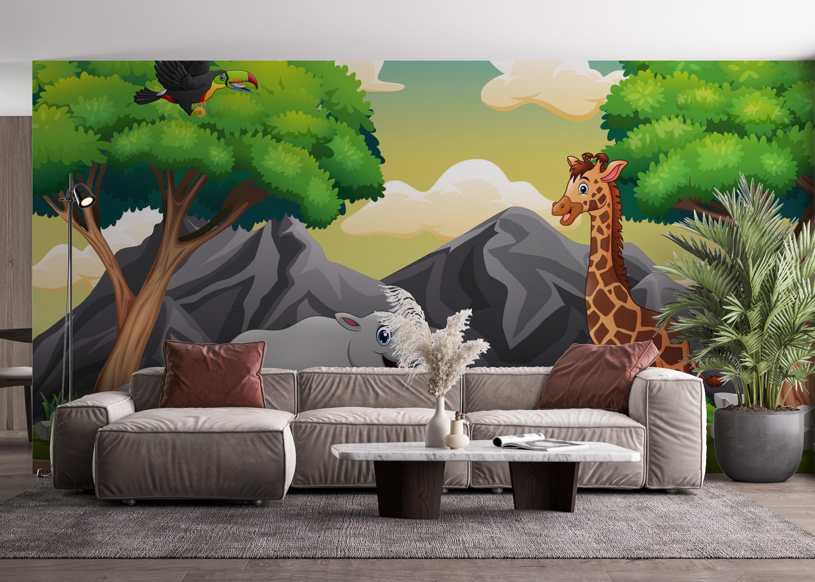 Fototapete Cartoon Zebra mockup 4