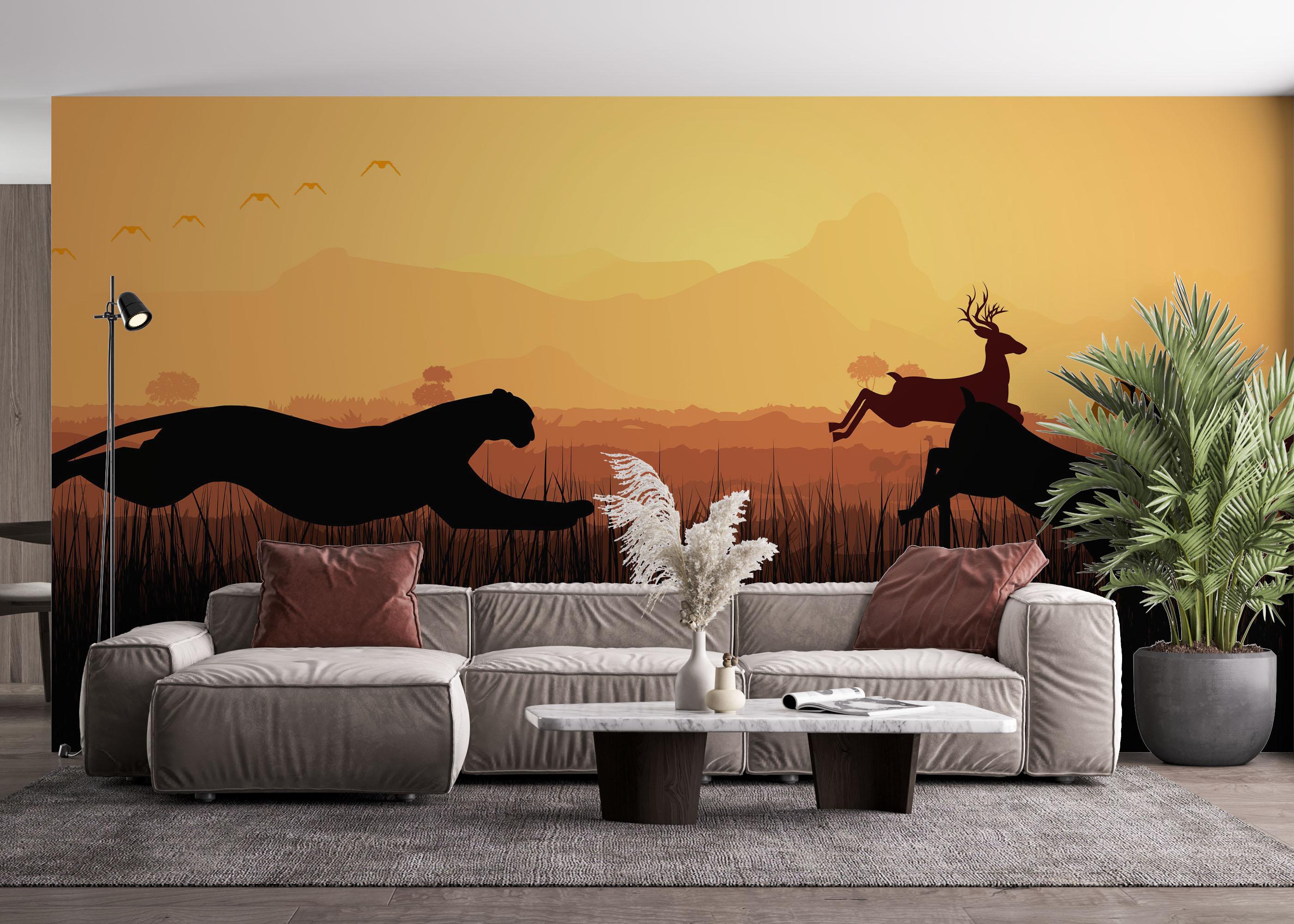Fototapete Cheetah Hunting mockup 4