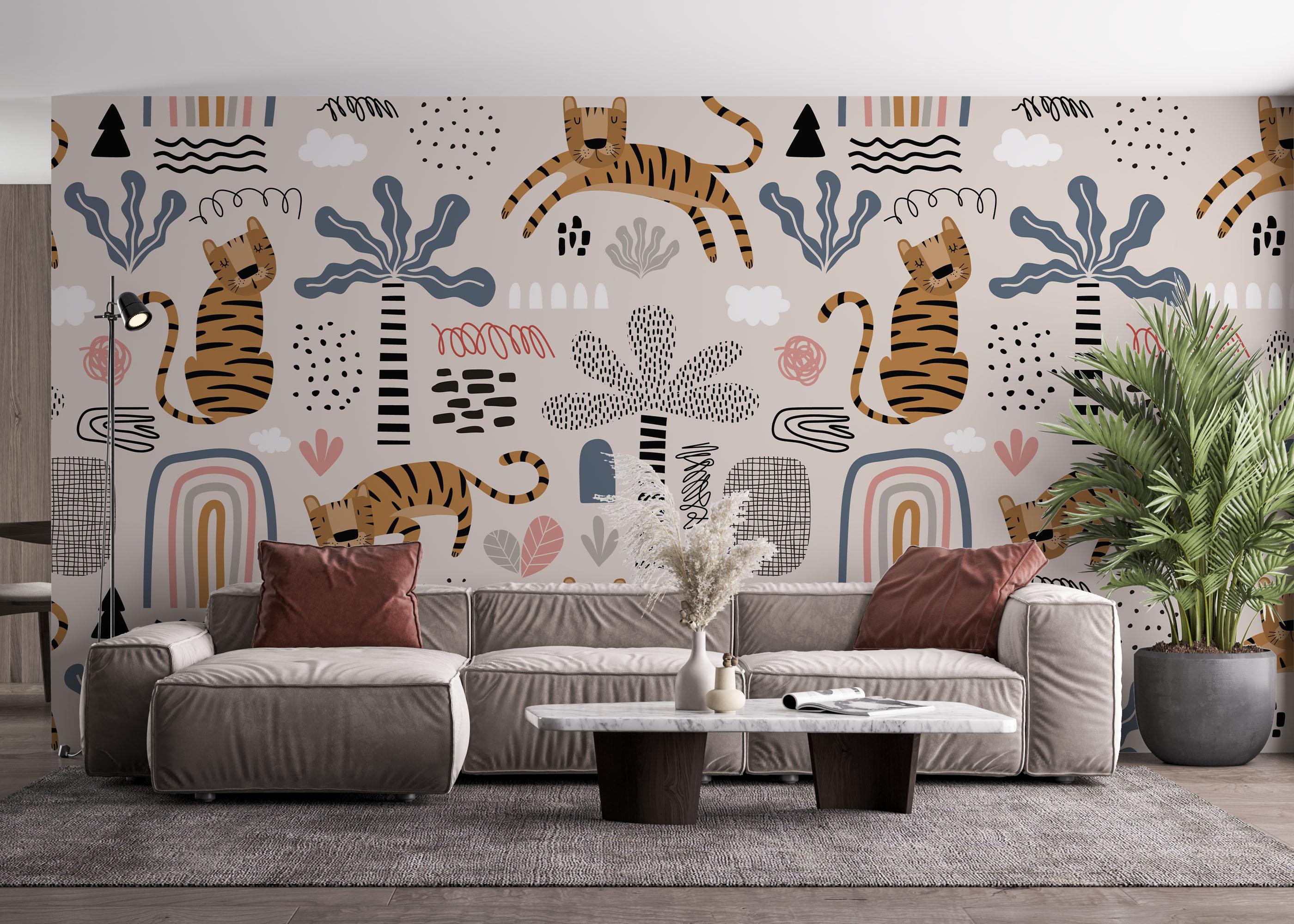 Fototapete Cute Tiger Art mockup 4