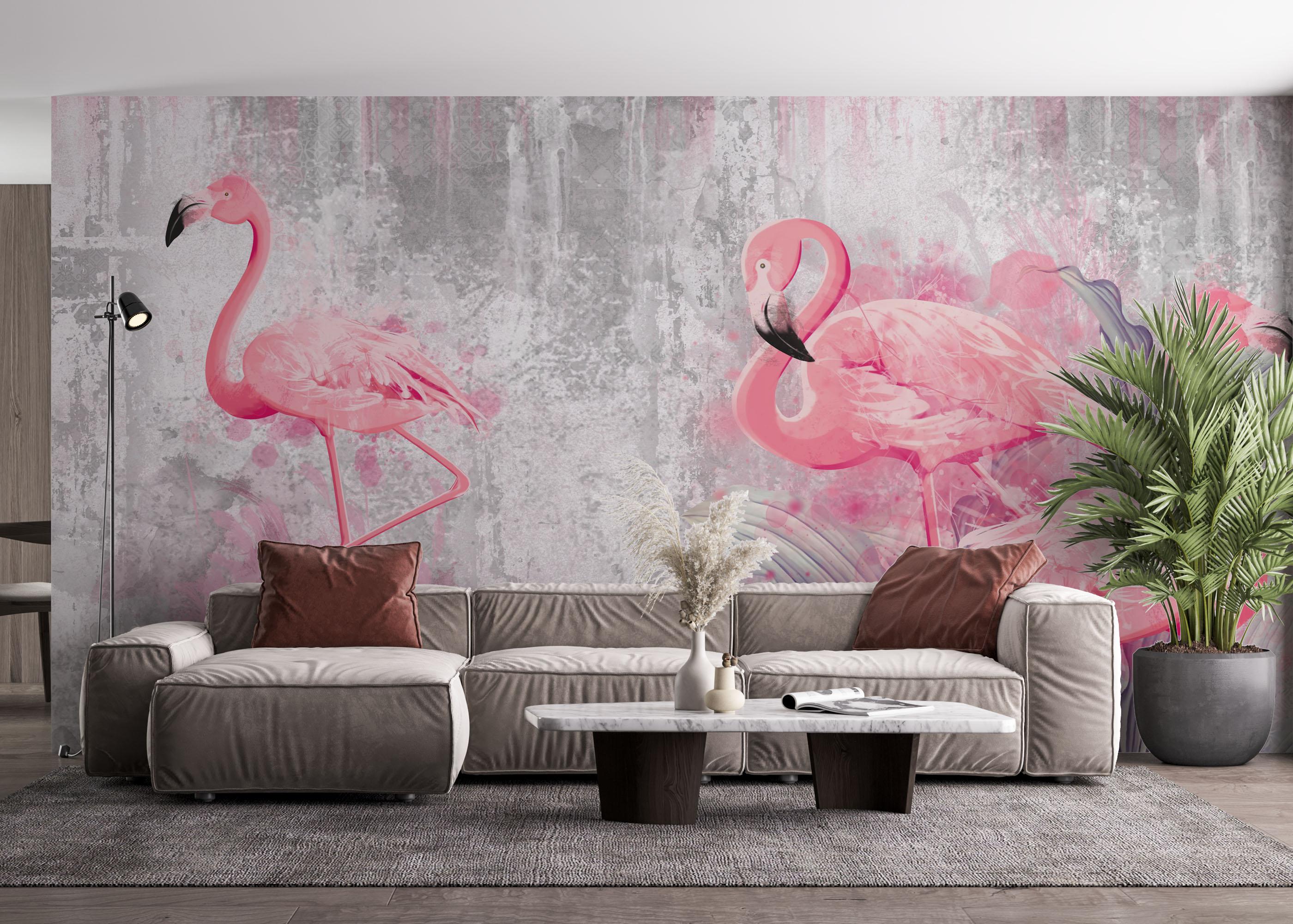 Fototapete Grungy Flamingo mockup 4