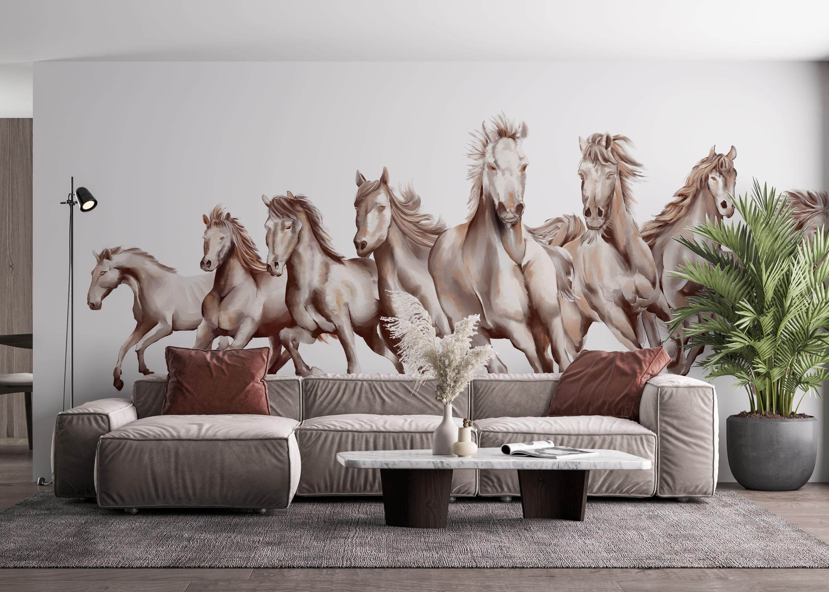 Fototapete White Cream Horse mockup 4