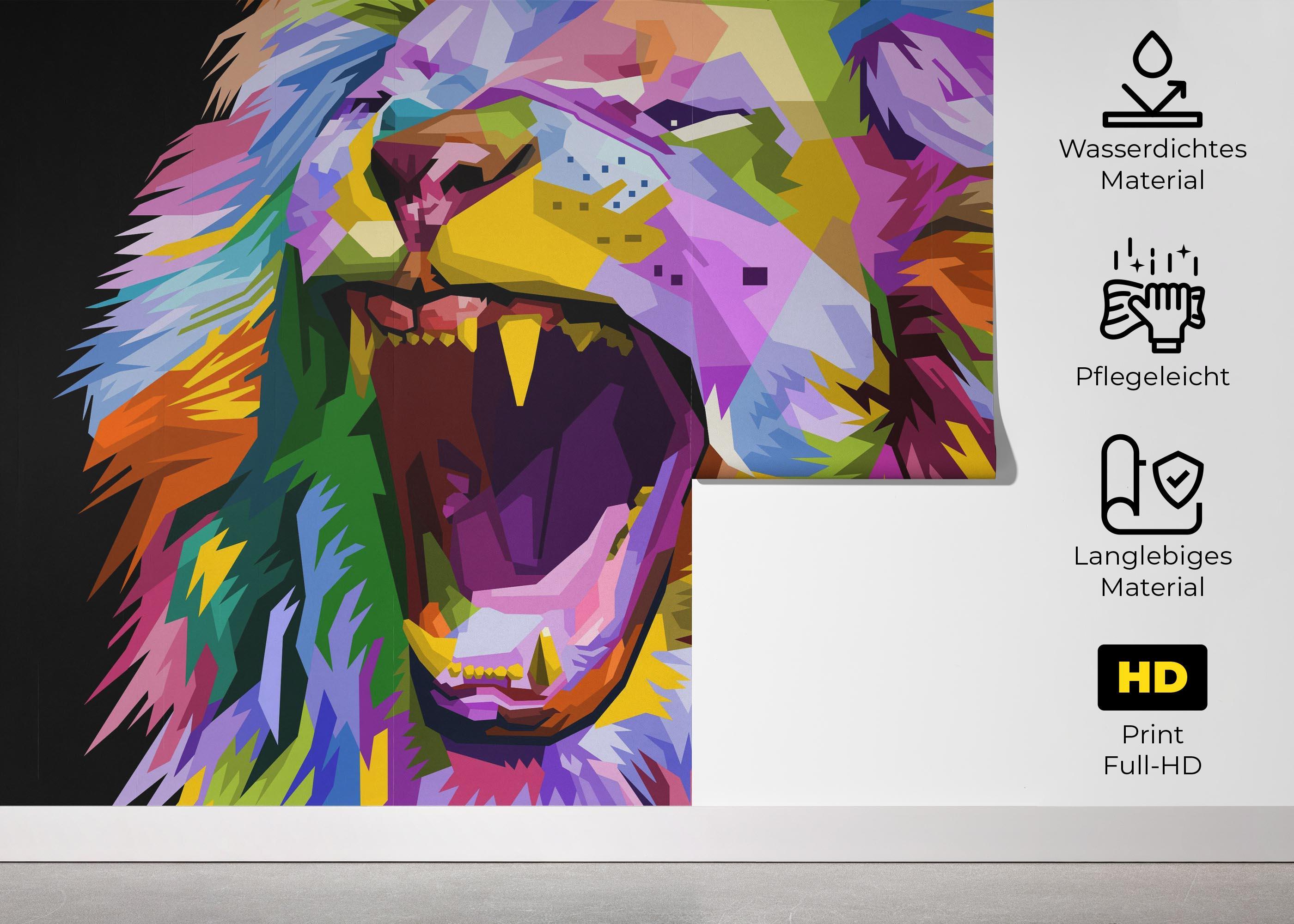 Fototapete Angry Lion Head mockup 5