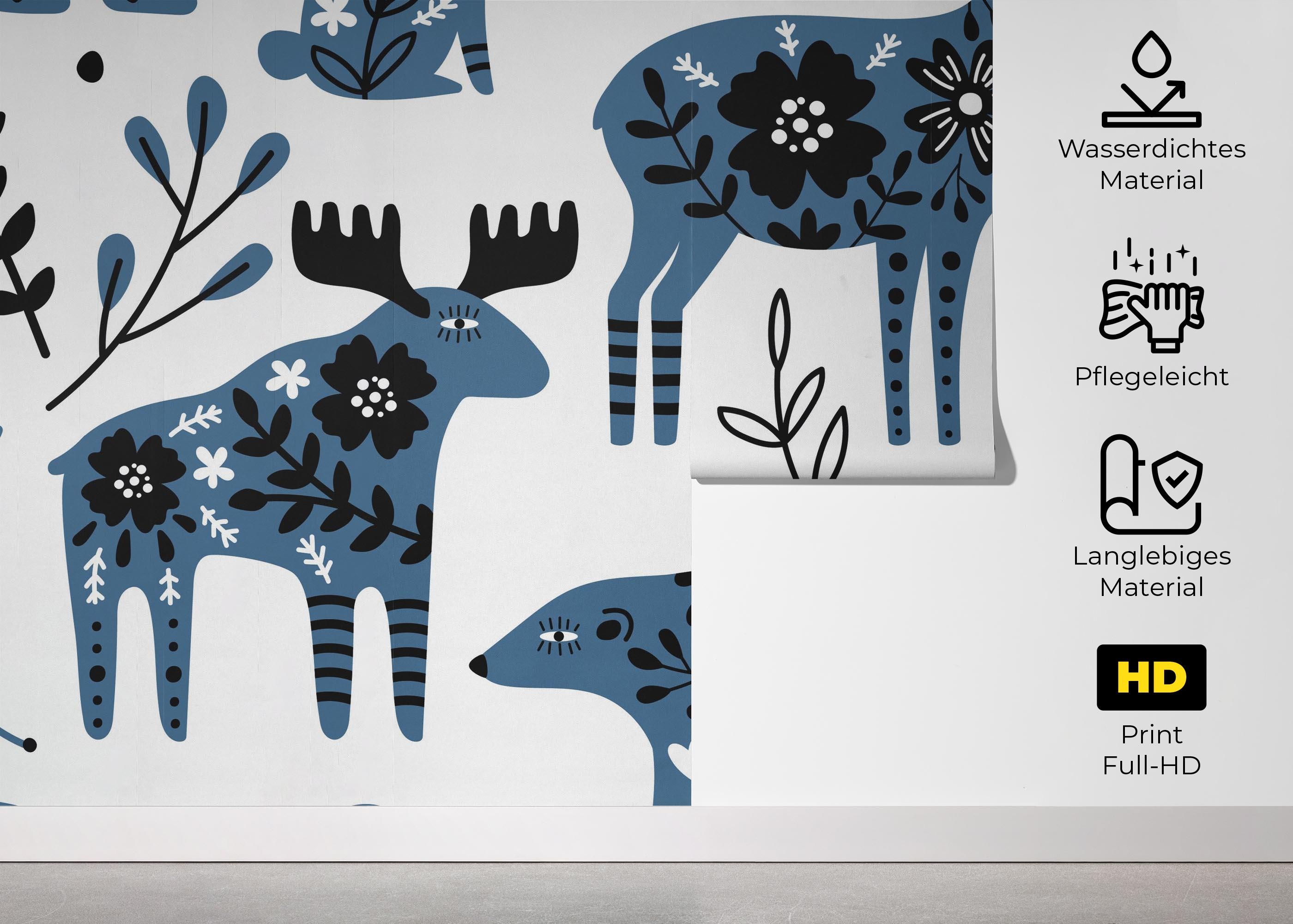 Blue Flower Animals mockup 5