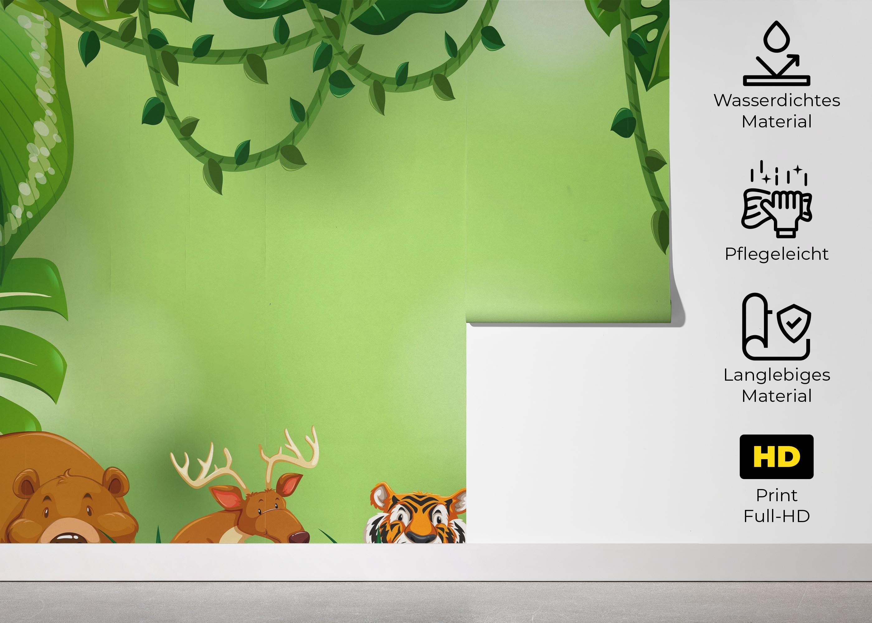 Fototapete Cartoon Green Wall mockup 5