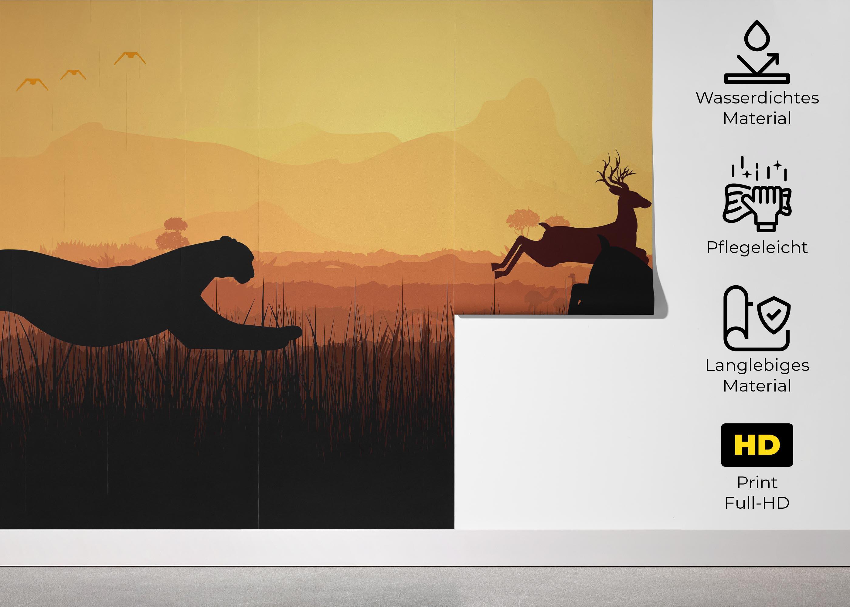 Fototapete Cheetah Hunting mockup 5