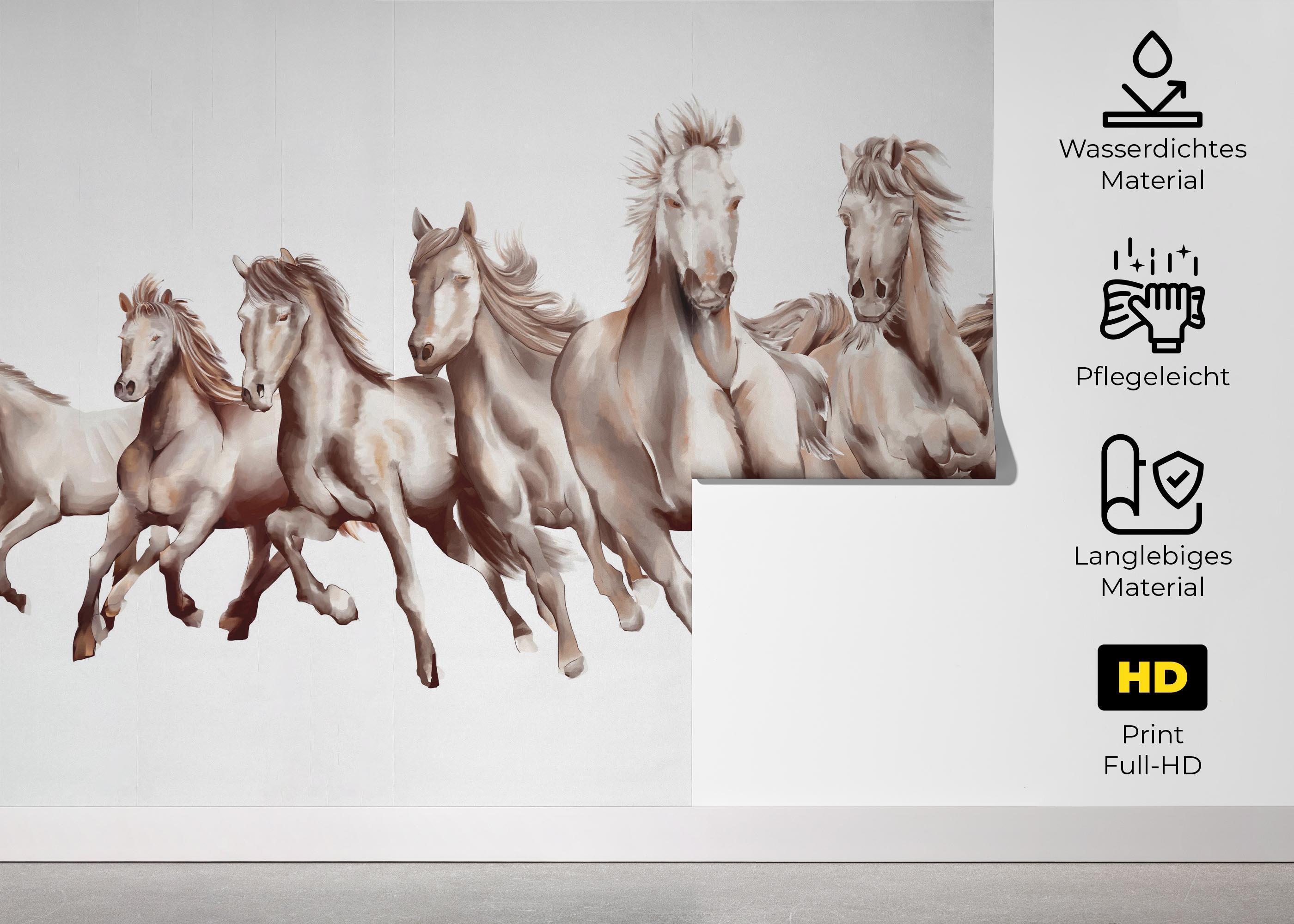 Fototapete White Cream Horse mockup 5