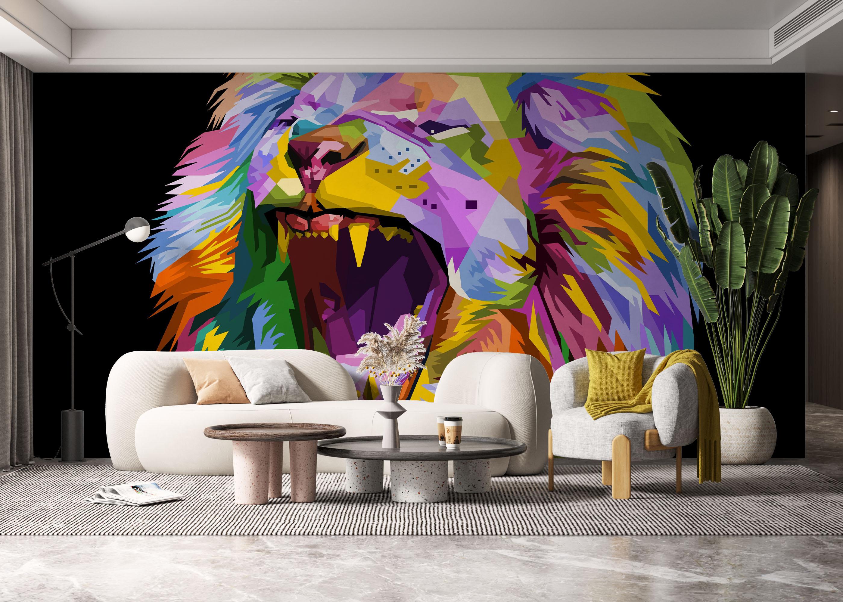 Fototapete Angry Lion Head mockup 6