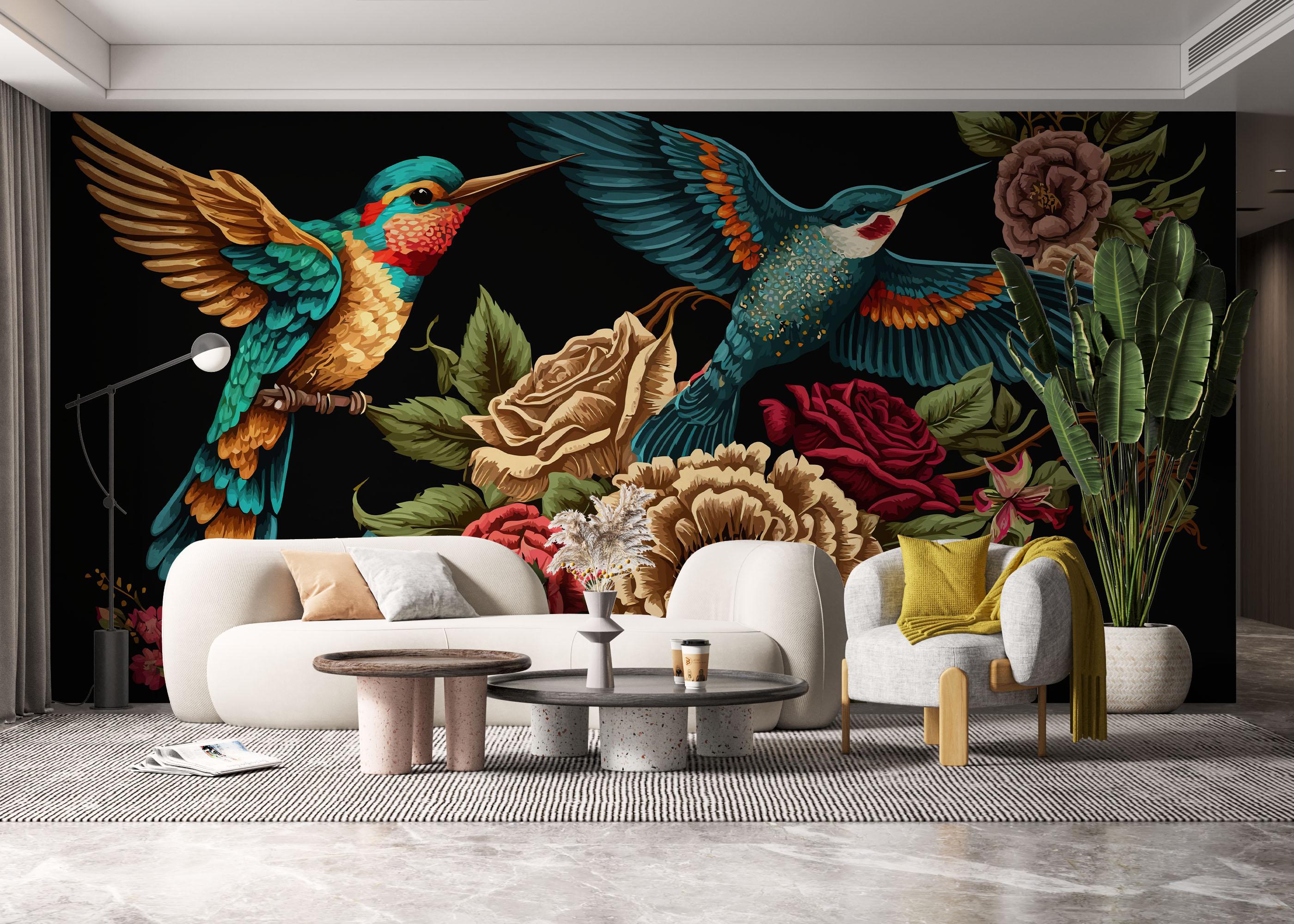 Fototapete Blue Bird Art mockup 6