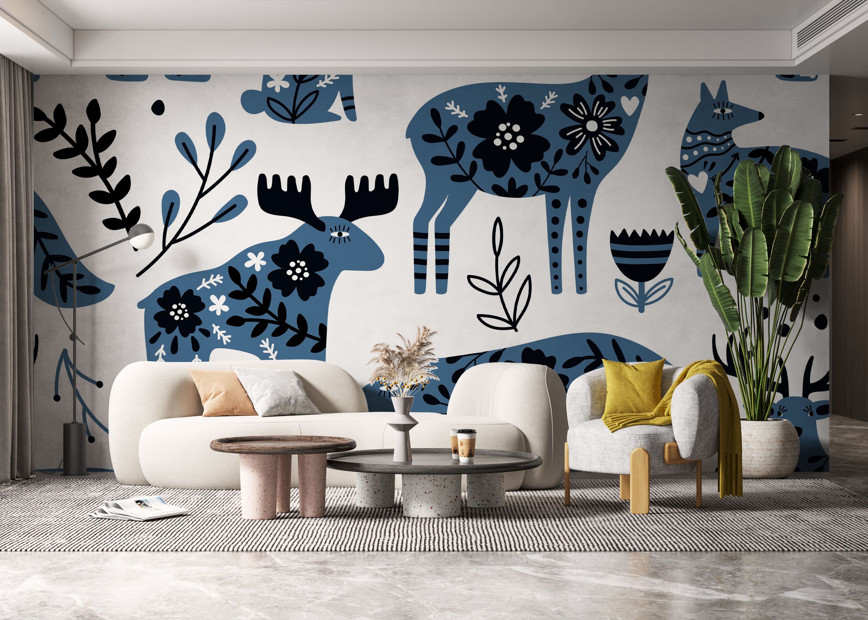 Blue Flower Animals mockup 6