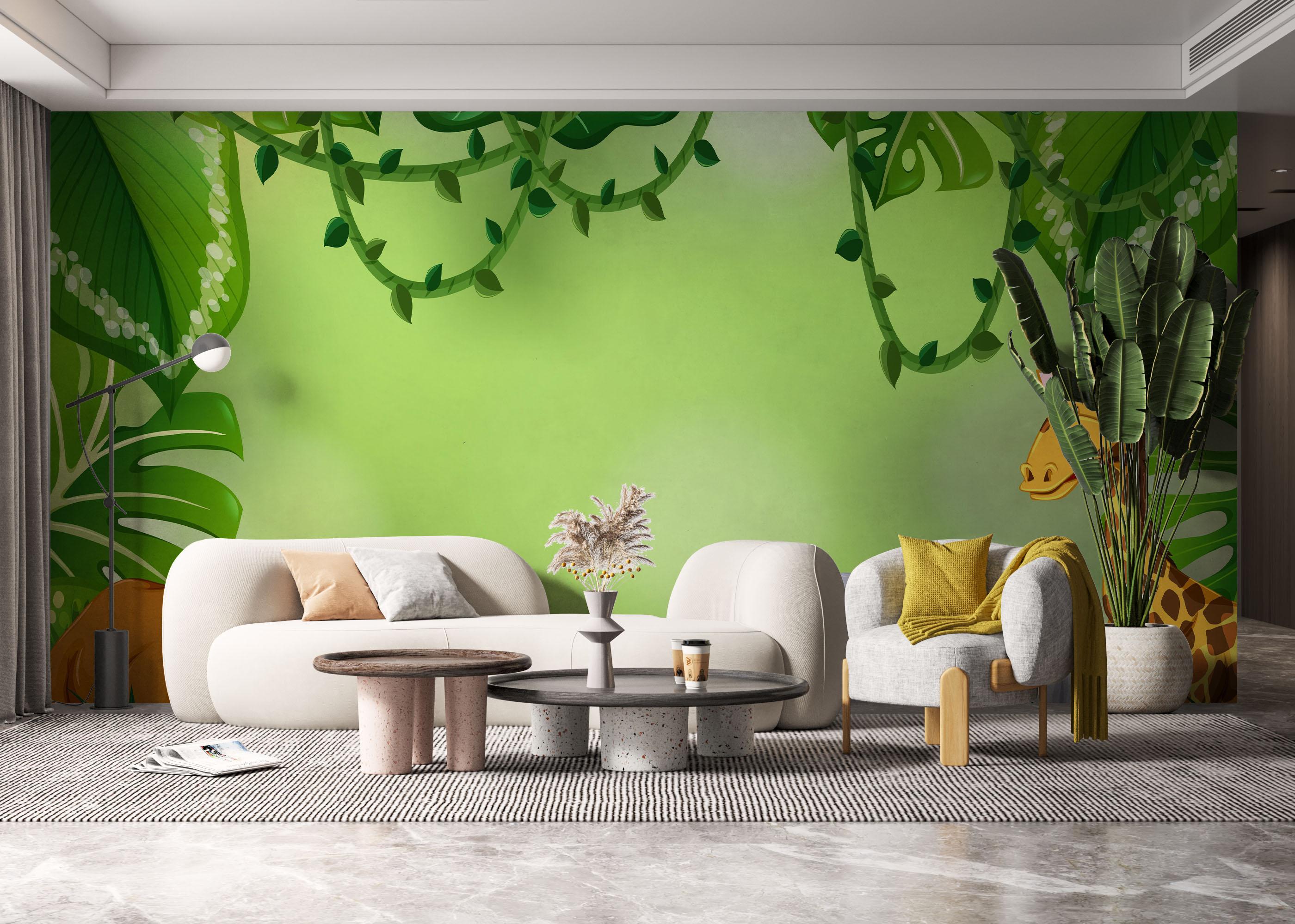 Fototapete Cartoon Green Wall mockup 6