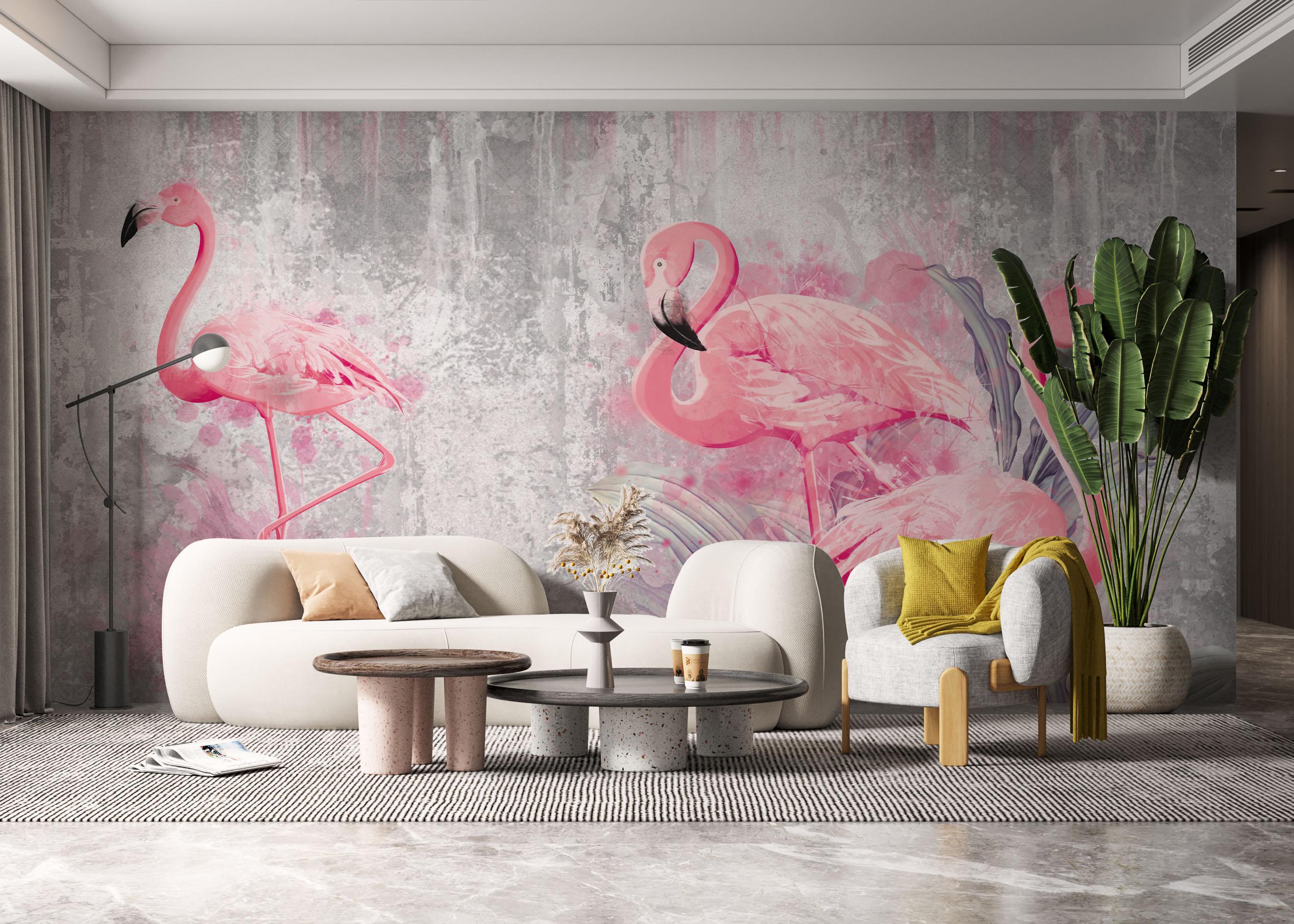 Fototapete Grungy Flamingo mockup 6