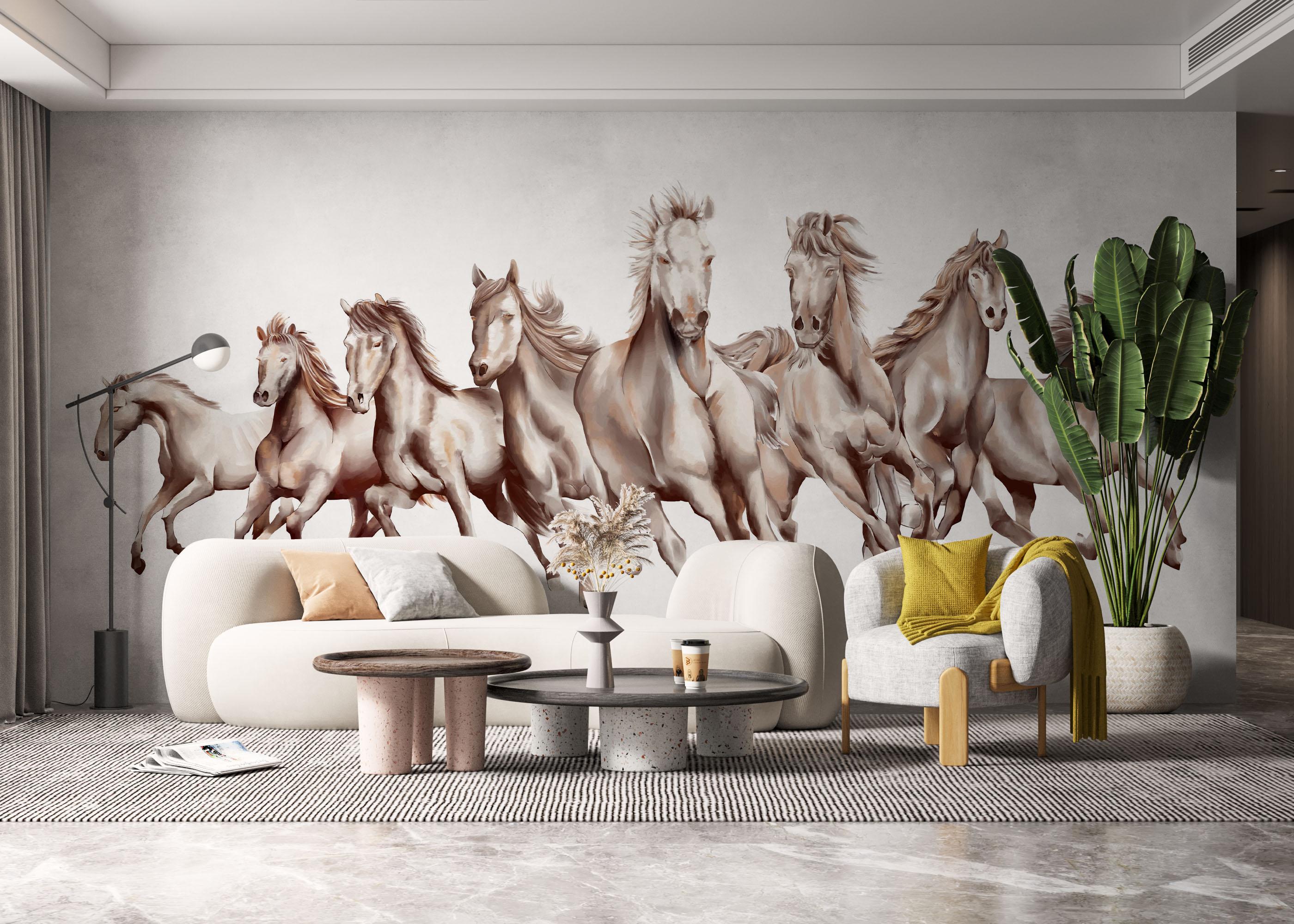 Fototapete White Cream Horse mockup 6