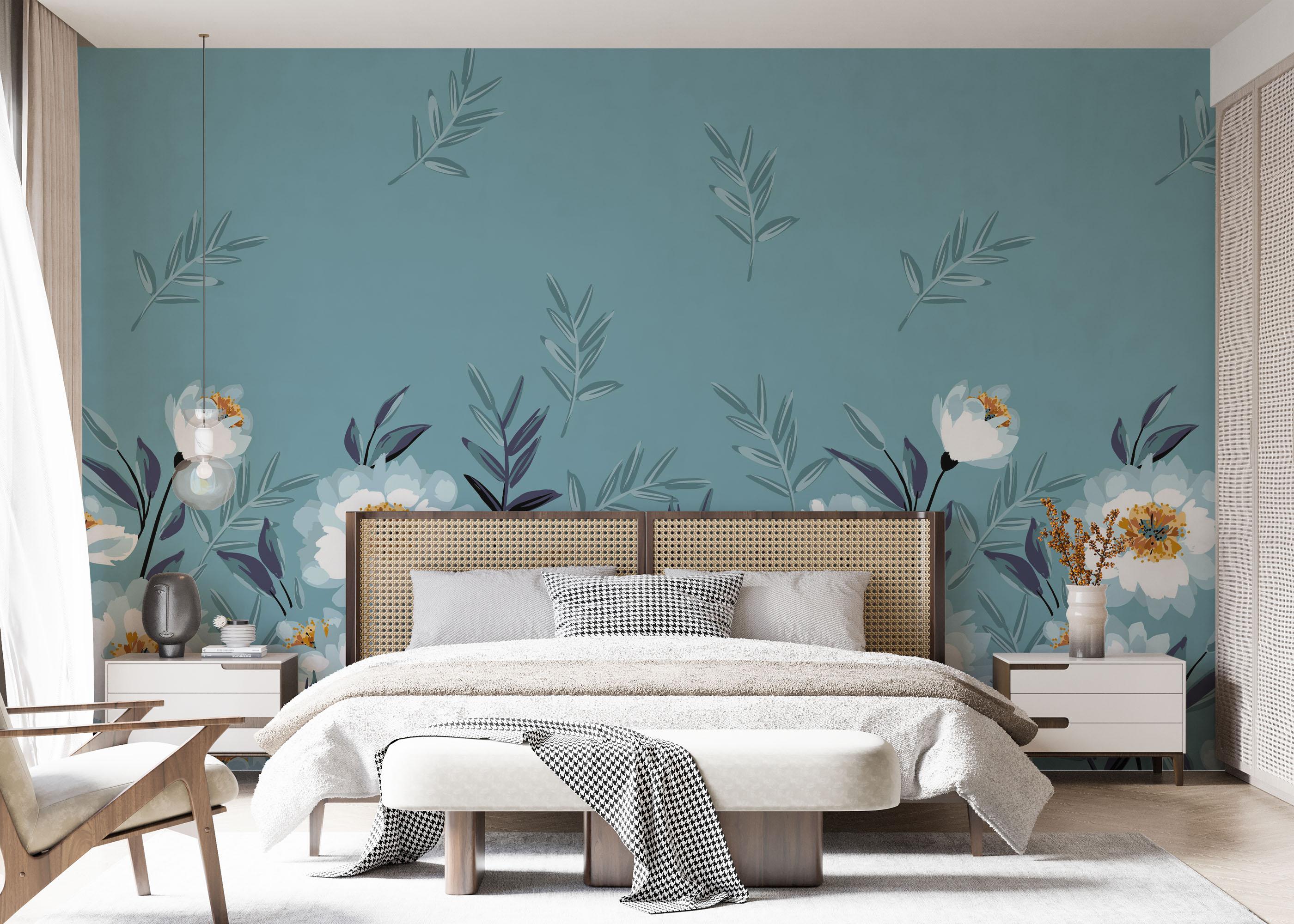 Fototapete Baby Blue Flower mockup 7