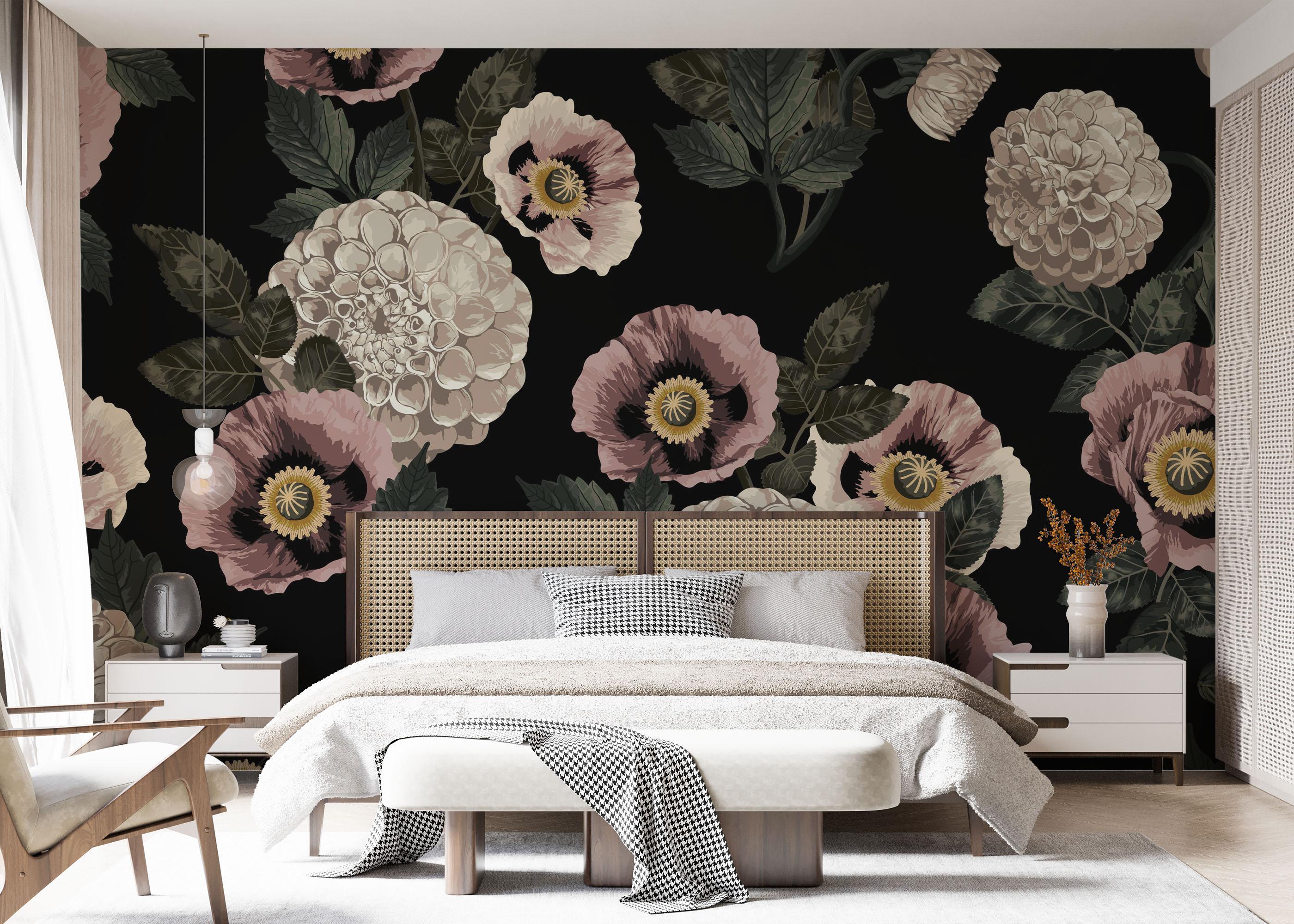 Fototapete Black Pink Poppy mockup 7