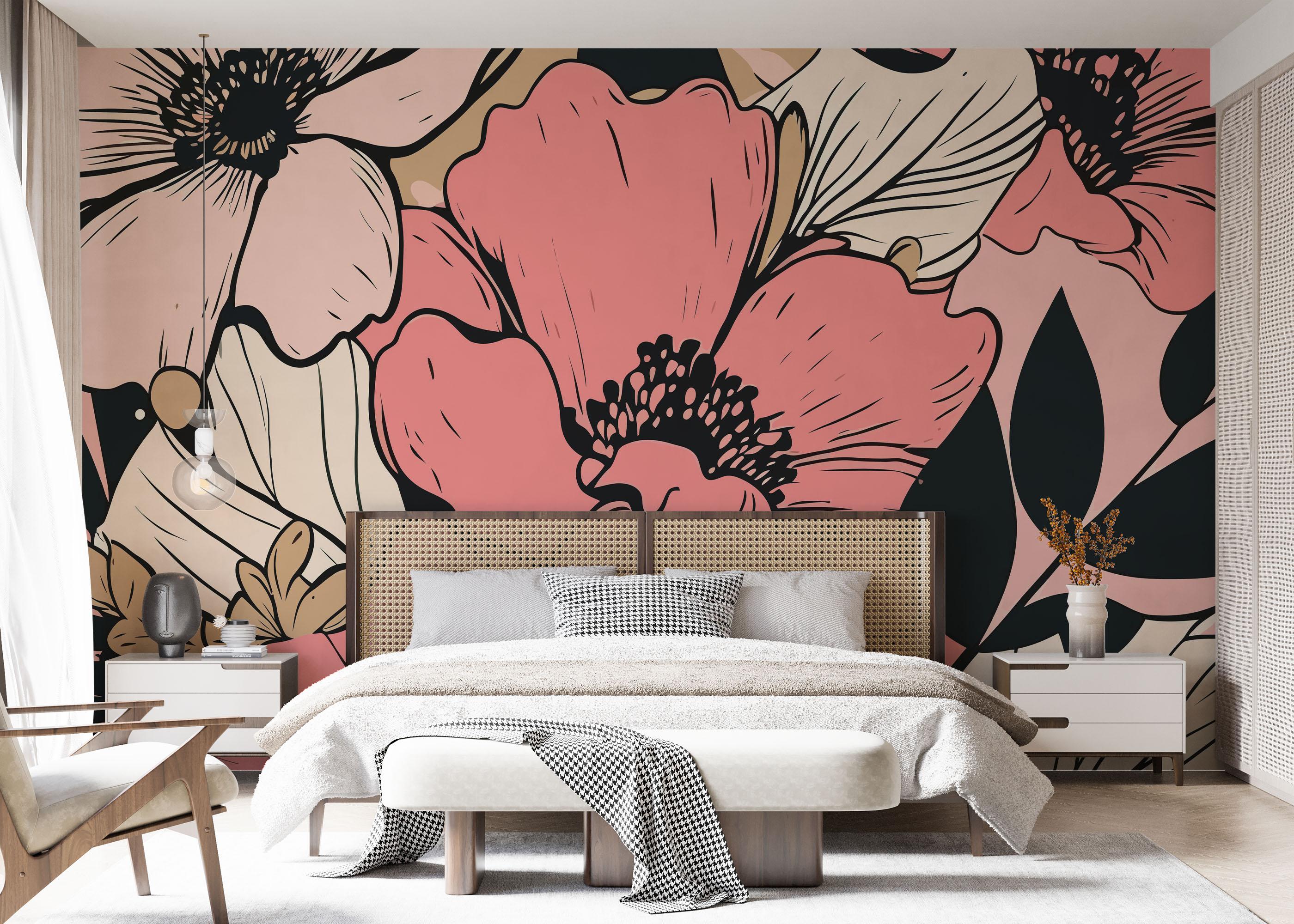 Fototapete Close Pink Flower mockup 7