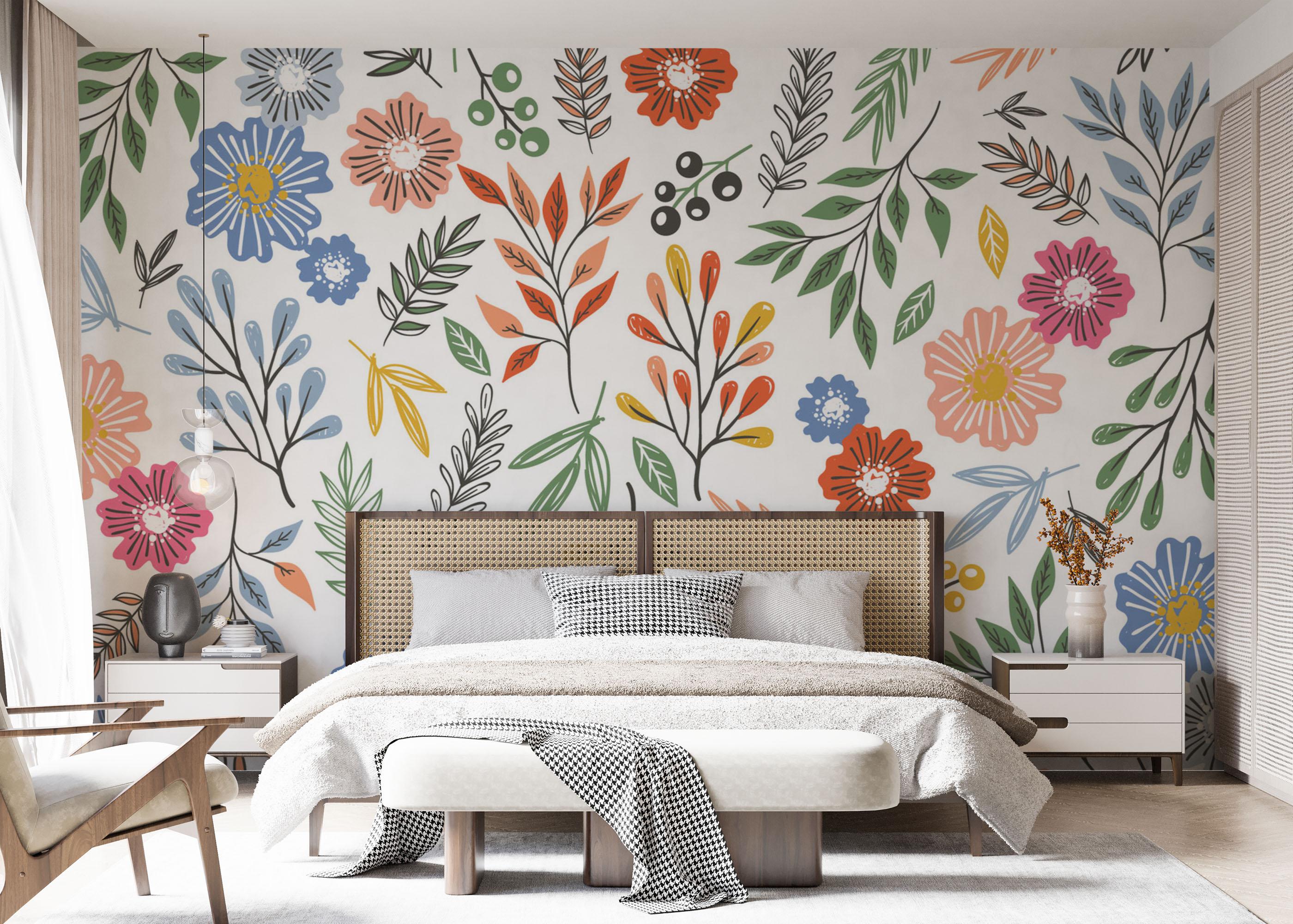 Fototapete Colored Flower Pattern mockup 7