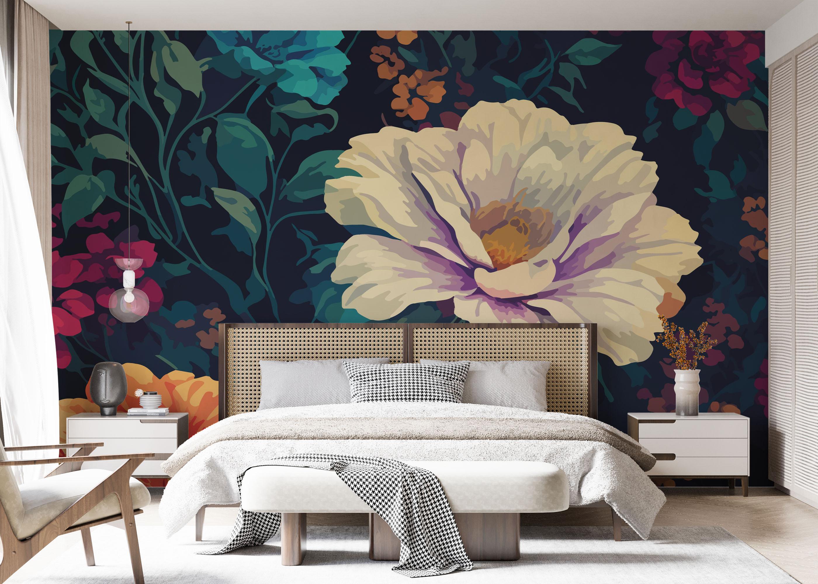 Fototapete Colorful Flowers Art mockup 7